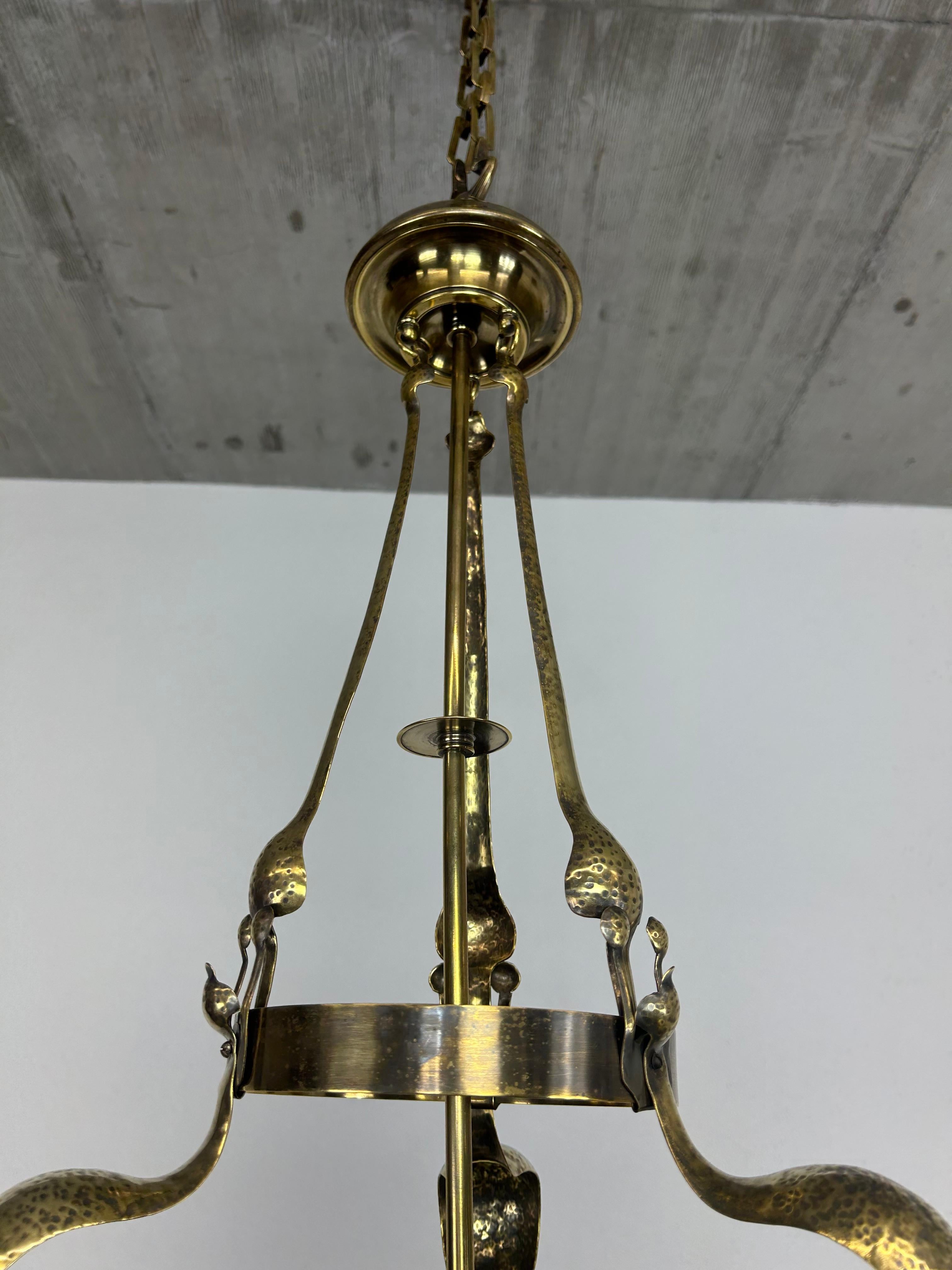 Early 20th Century Jugendstil brass chandelier by Koloman Moser For Sale
