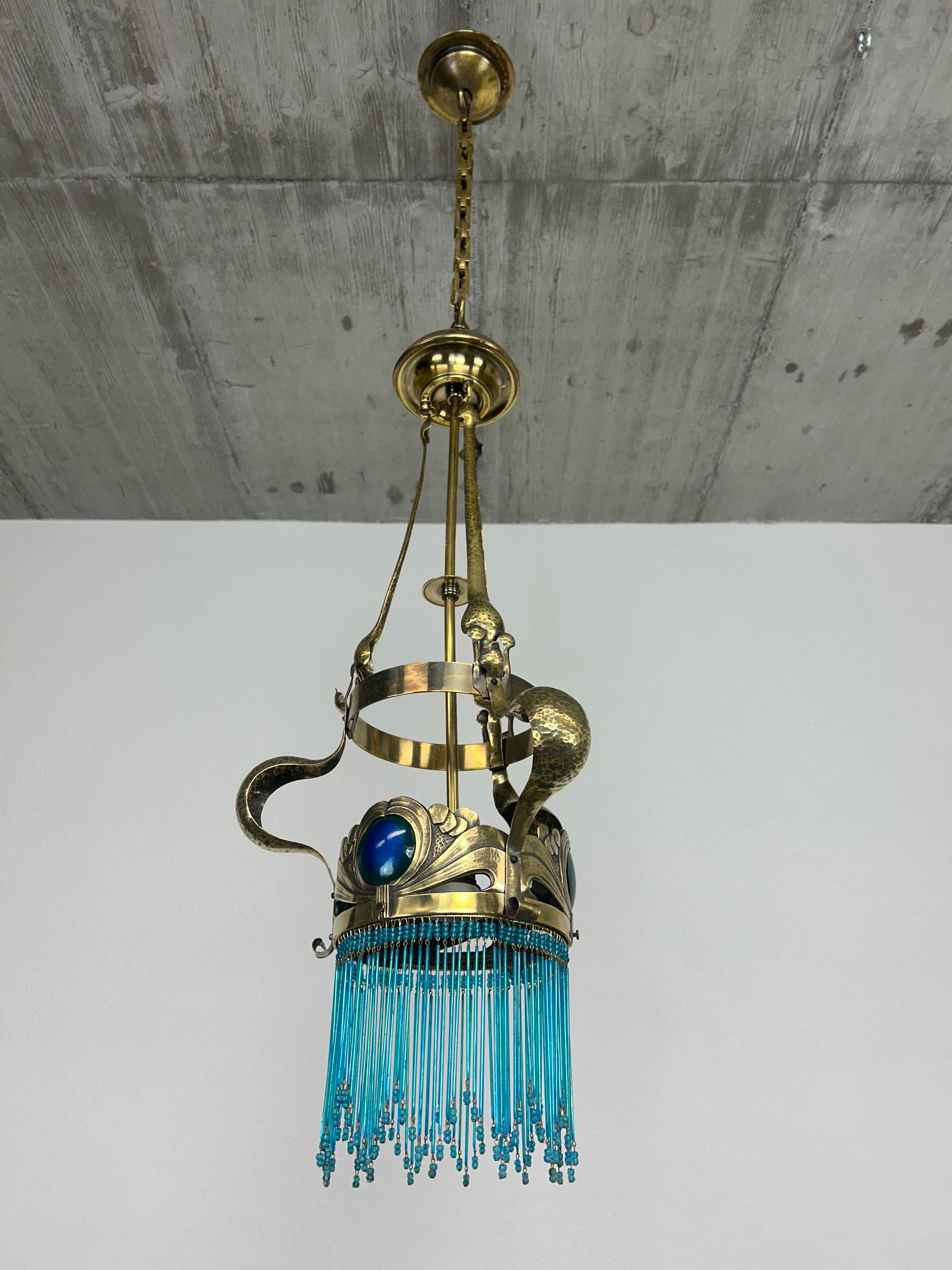 Jugendstil brass chandelier by Koloman Moser For Sale 1