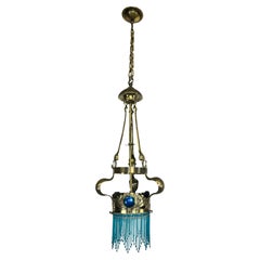 Antique Jugendstil brass chandelier by Koloman Moser