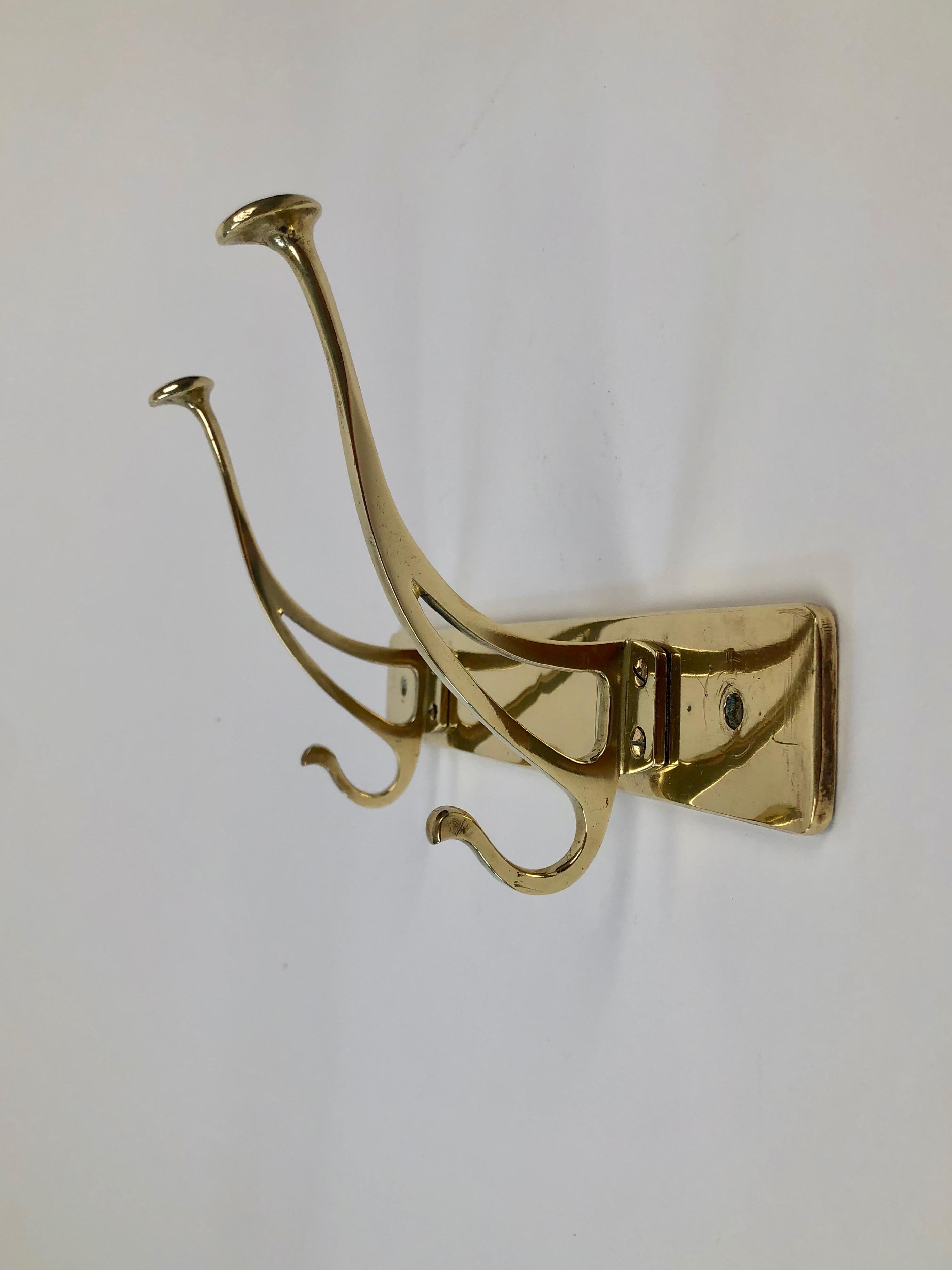 Austrian Jugendstil Brass Coat Rack in Compact Form made in Austria For Sale