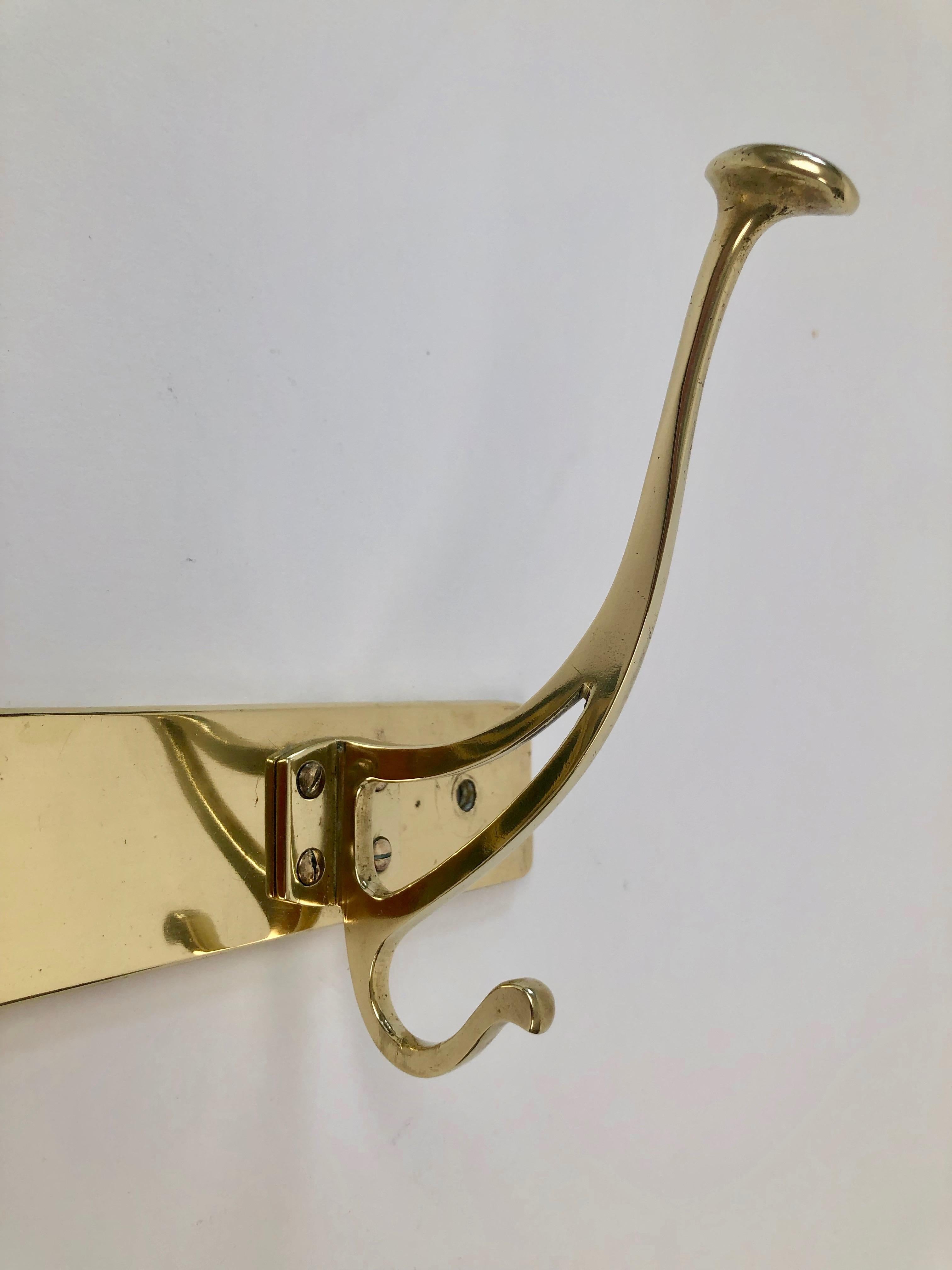 Pressed Jugendstil Brass Coat Rack in Compact Form made in Austria For Sale