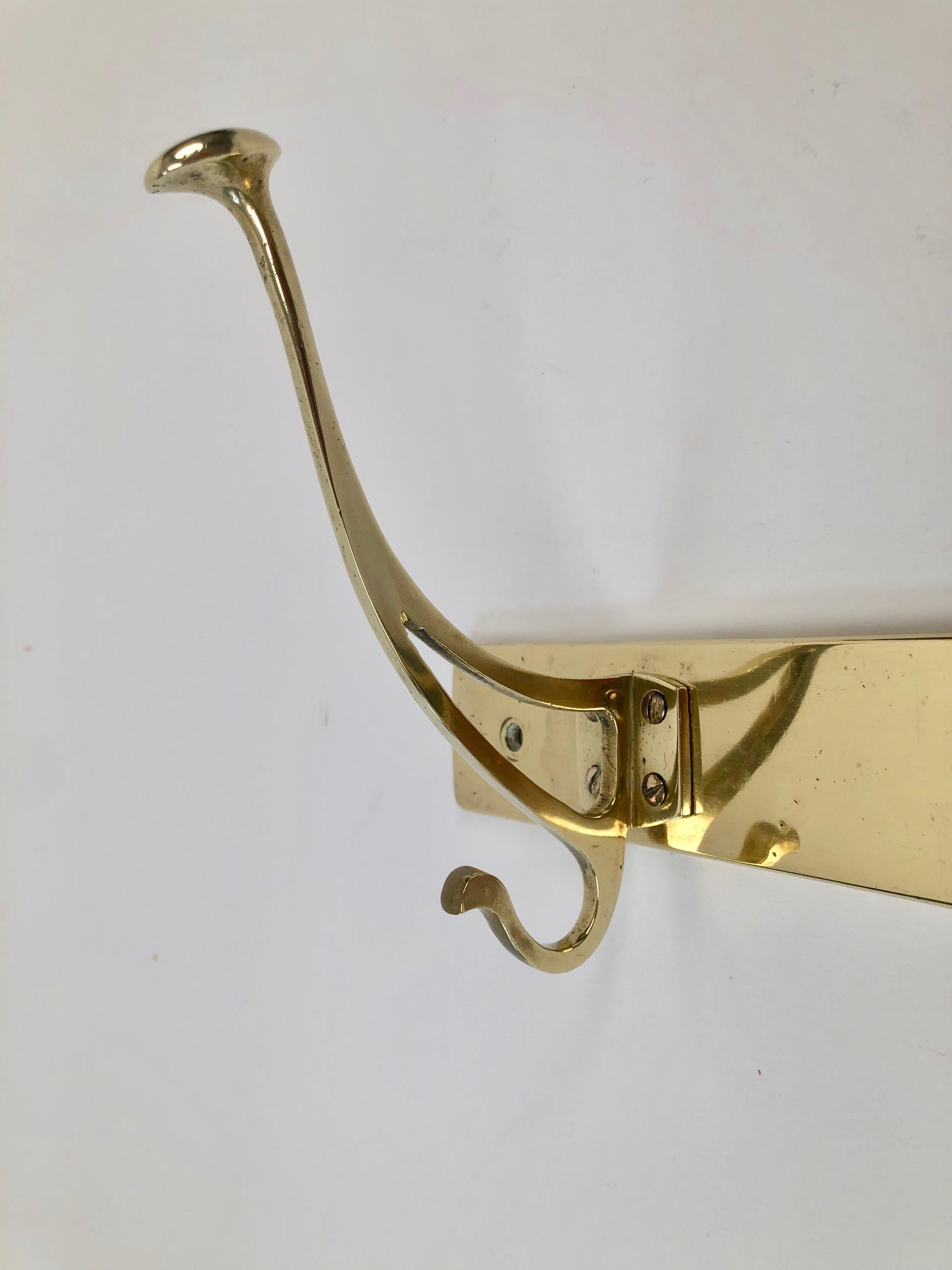 Early 20th Century Jugendstil Brass Coat Rack in Compact Form made in Austria For Sale