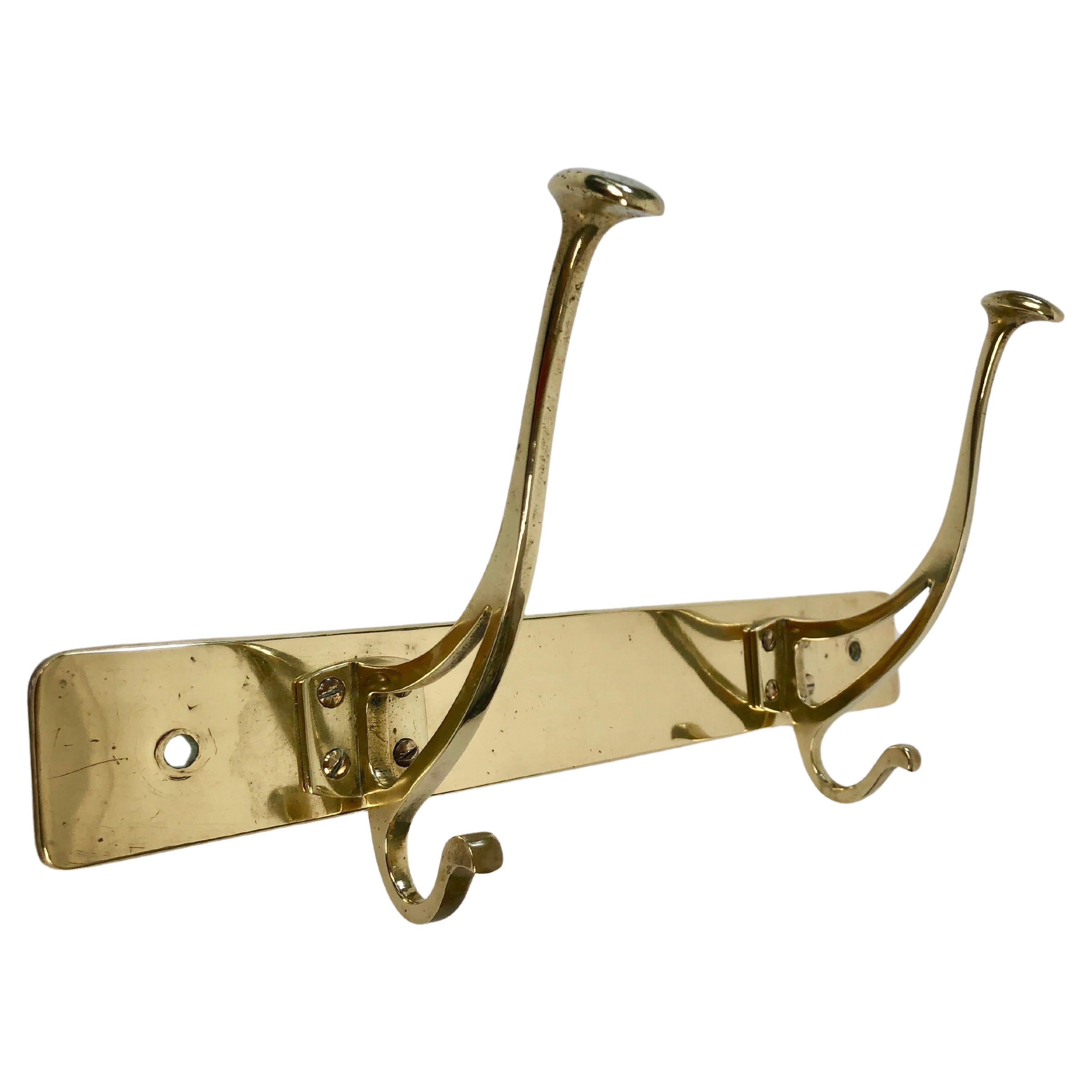 Jugendstil Brass Coat Rack in Compact Form made in Austria For Sale