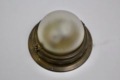 Jugendstil Brass Glass Vintage Ceiling Light Flushmount by Otto Wagner, Vienna