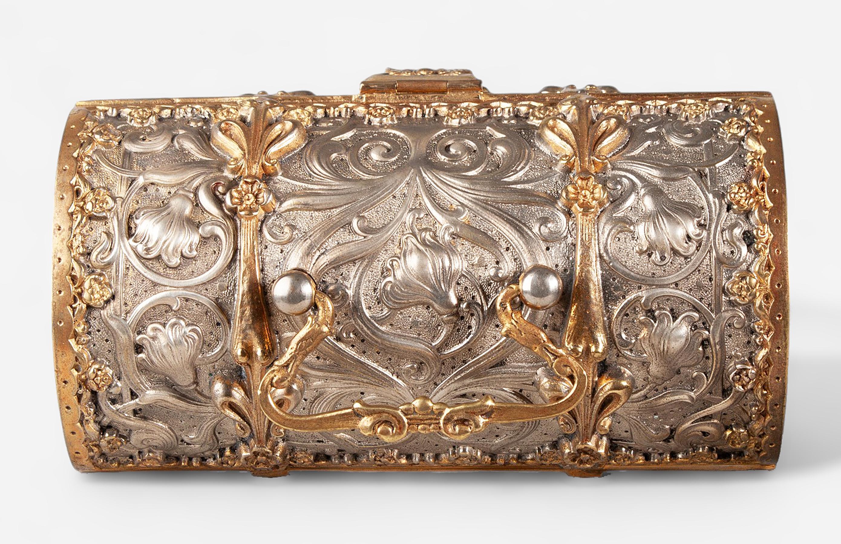 Jugendstil Brass Jewelry Casket with Velvet Lining by Erhard & Söhne, Germany For Sale 1