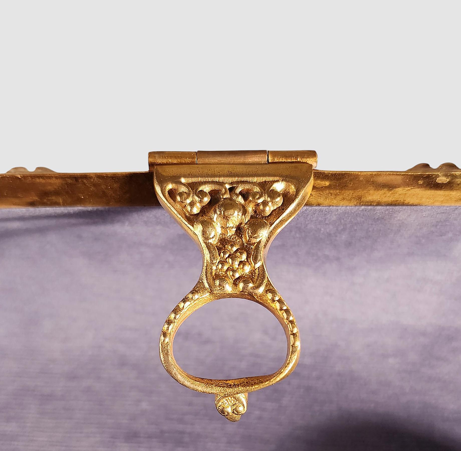Jugendstil Brass Jewelry Casket with Velvet Lining by Erhard & Söhne, Germany For Sale 3