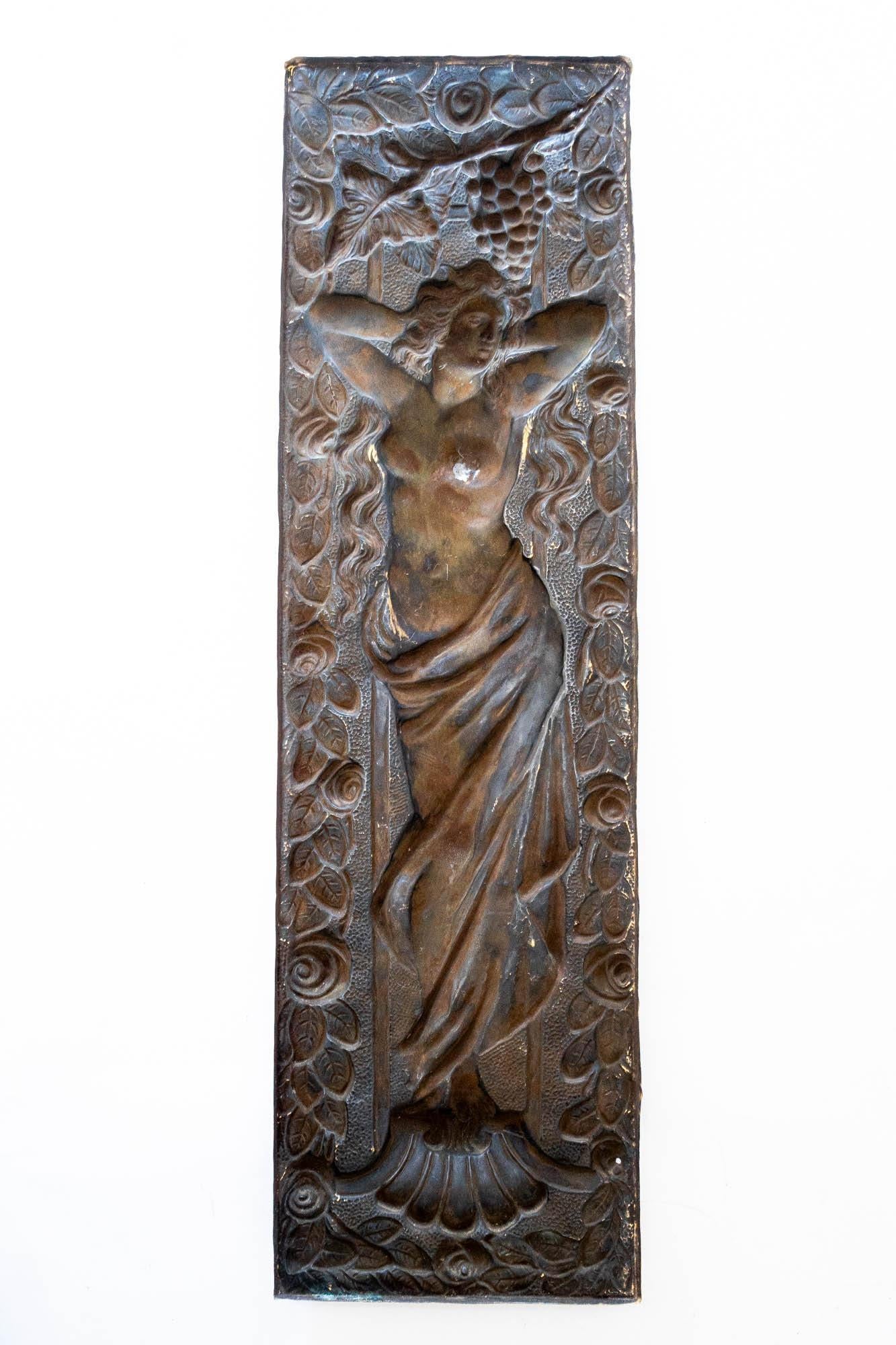 Jugendstil Messing Relief mit floralem Motiv Messing original Patina um 1908 im Angebot 4