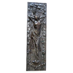 Jugendstil Messing Relief mit floralem Motiv Messing original Patina um 1908