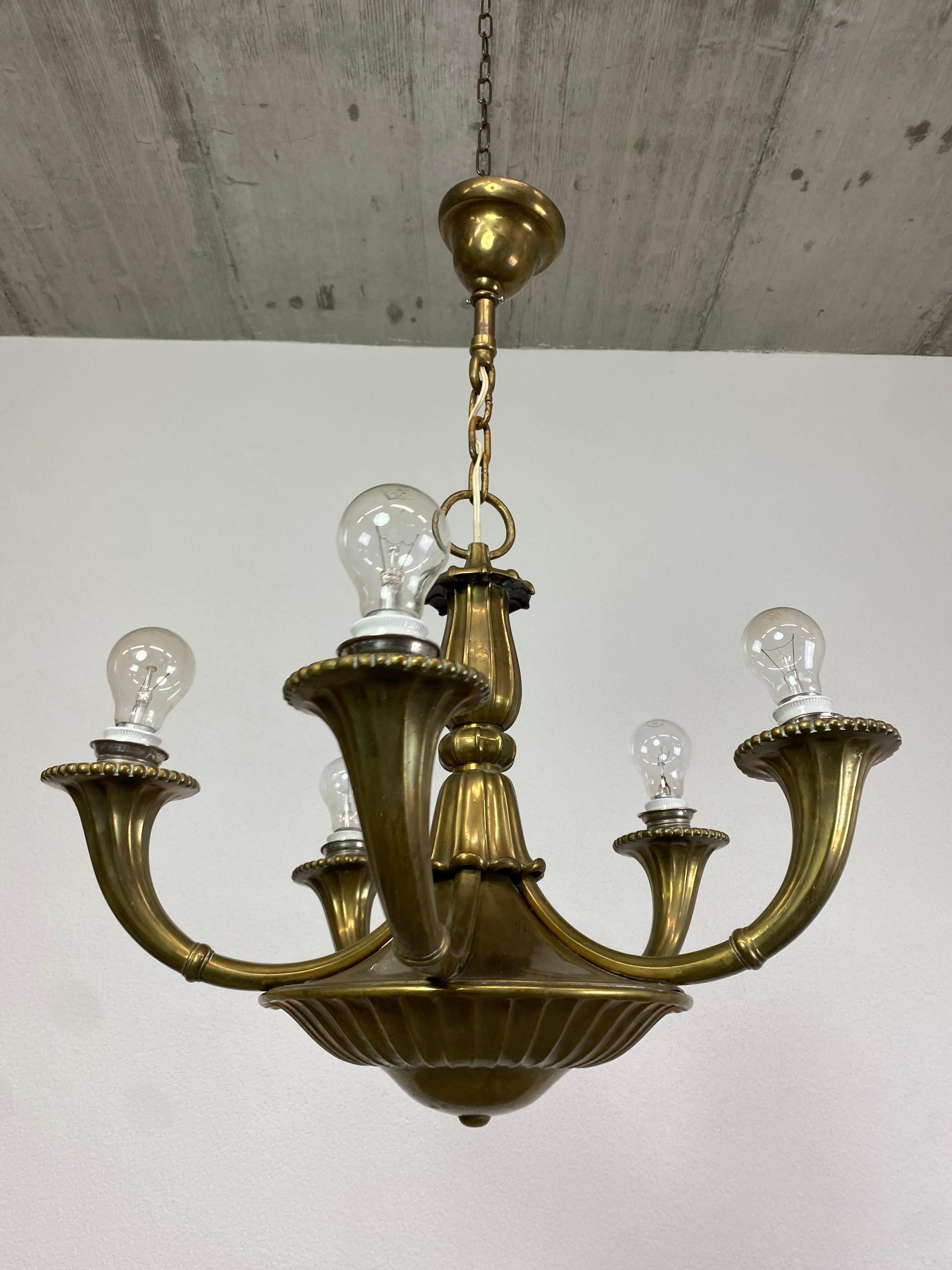 Vienna Secession Jugendstil bronze hanging lamp atr. Dagobert Peche For Sale