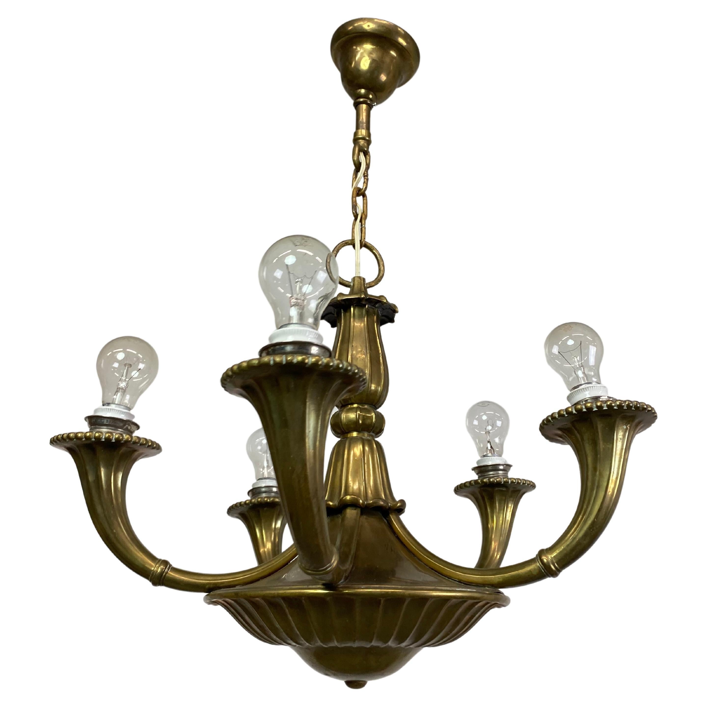 Jugendstil bronze hanging lamp atr. Dagobert Peche For Sale