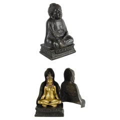Esculturas Jugendstil de bronce de Buda y Sacerdotisa de Franz Bergmann, Austria
