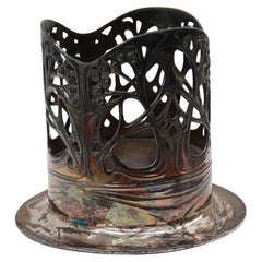 Jugendstil Cast pewter wine bottle holder marked Urania 1075, ca. 1910