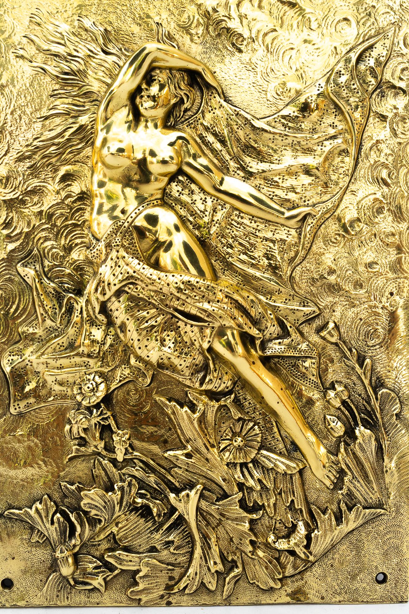 Jugendstil Cast relief polished brass vienna circa 1910
Ottone lucidato e smaltato a fuoco