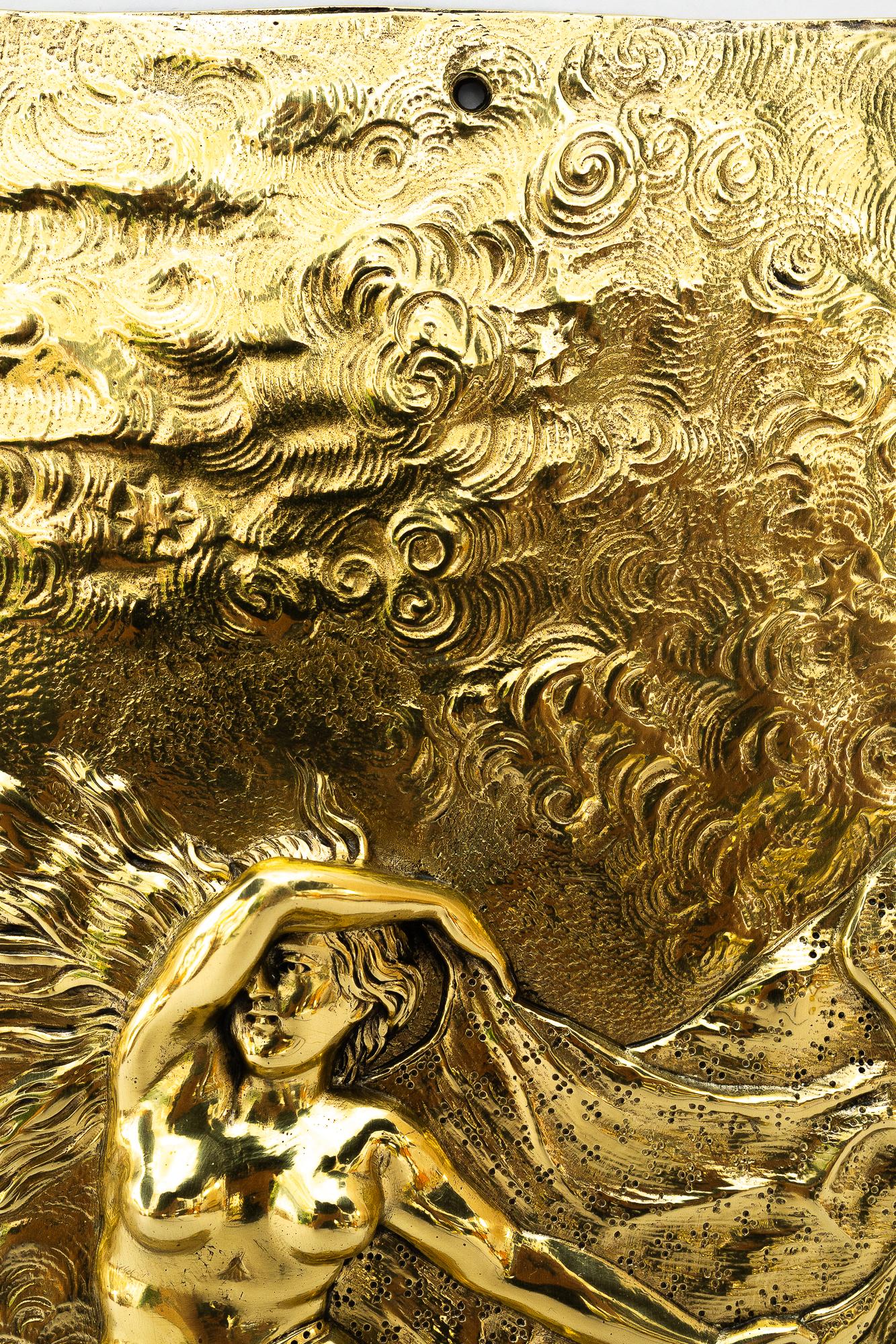 Inizio XX secolo Jugendstil Cast relief polished brass vienna circa 1910 in vendita