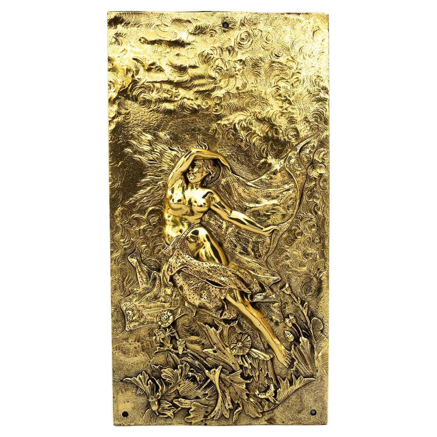 Jugendstil Cast relief polished brass vienna circa 1910 in vendita