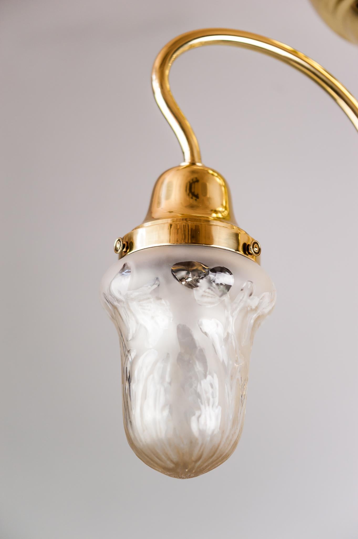 Austrian Jugendstil Ceiling Lamp, circa 1908 with Original Glass Shades