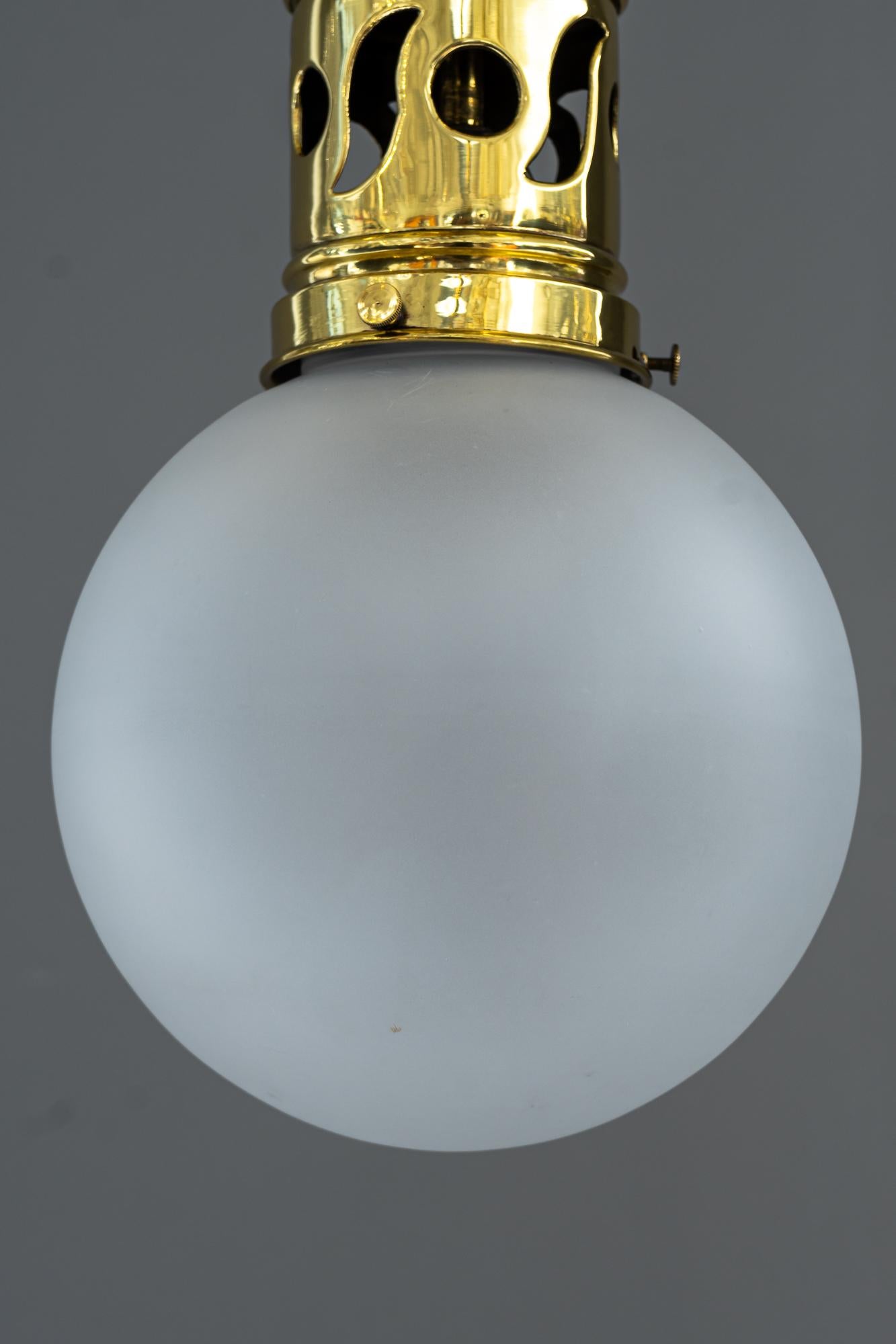 Jugendstil Ceiling Lamp circa 1908 with Original Opaline Glass Shade For Sale 3