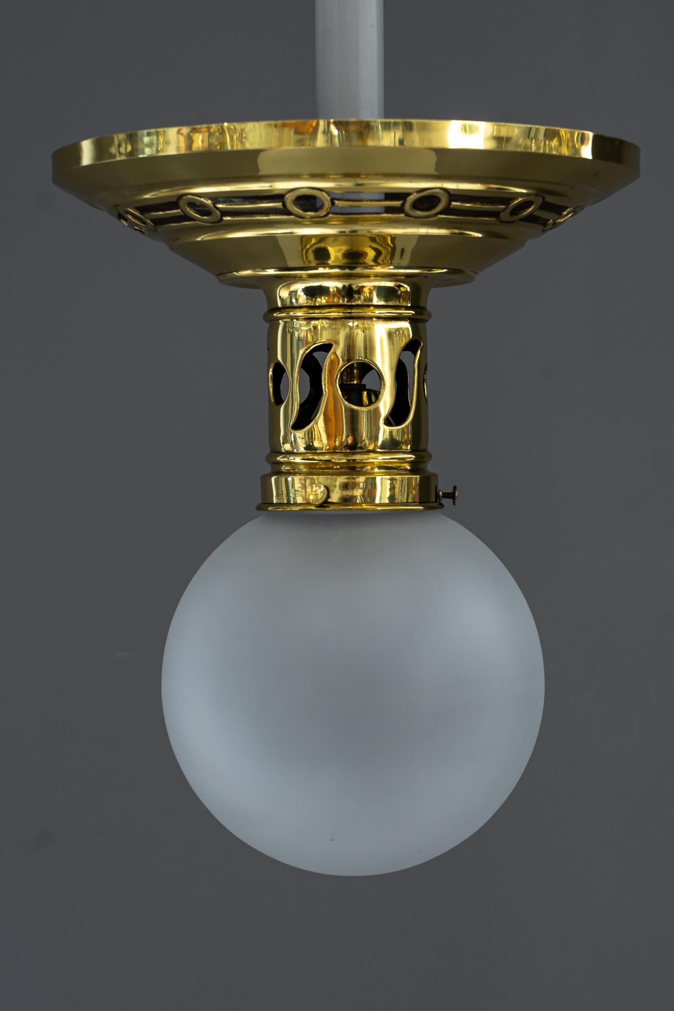 Early 20th Century Jugendstil Ceiling Lamp circa 1908 with Original Opaline Glass Shade For Sale