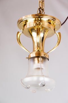 Jugendstil Ceiling Lamp circa 1910s with Original Glass Shade