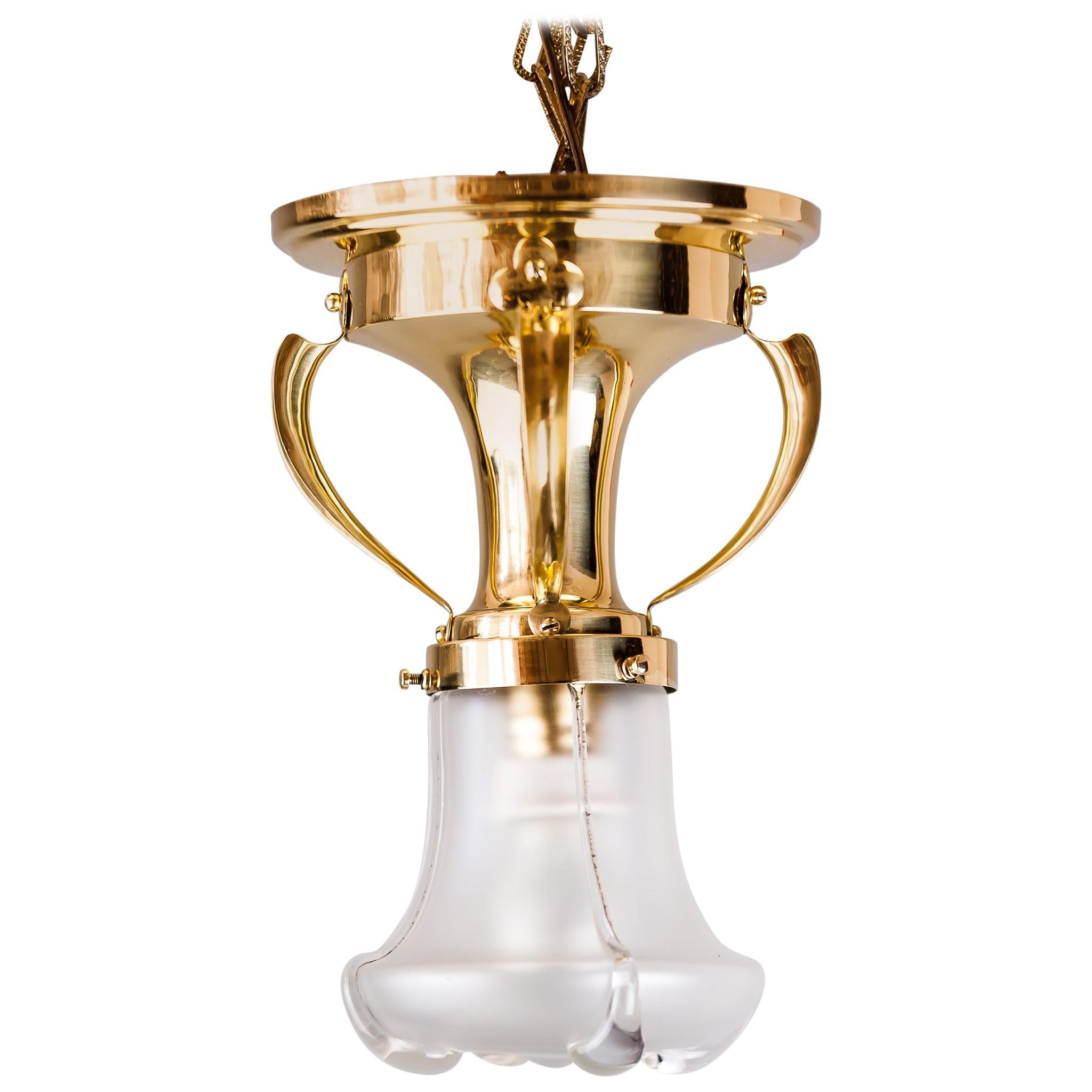 Jugendstil Ceiling Lamp circa 1910s with Original Glass Shade