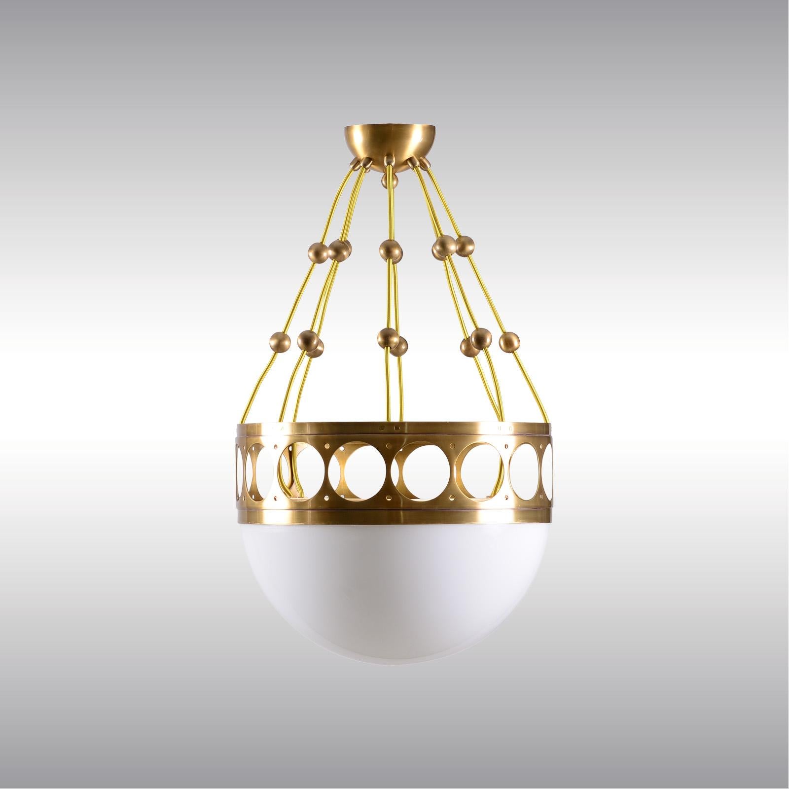 Hand-Crafted Jugendstil Ceiling Lamp / Pendant Opaline Glass, Re-Edition For Sale