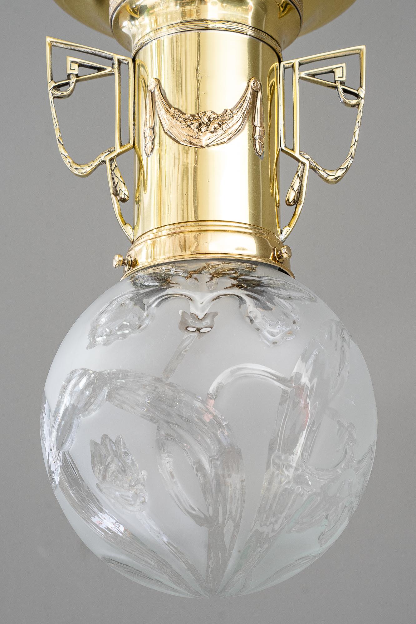 Lacquered jugendstil ceiling lamp vienna around 1908 For Sale
