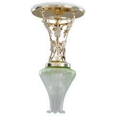 Plafonnier Jugendstil Vienne, circa 1908, avec abat-jour en verre d'origine