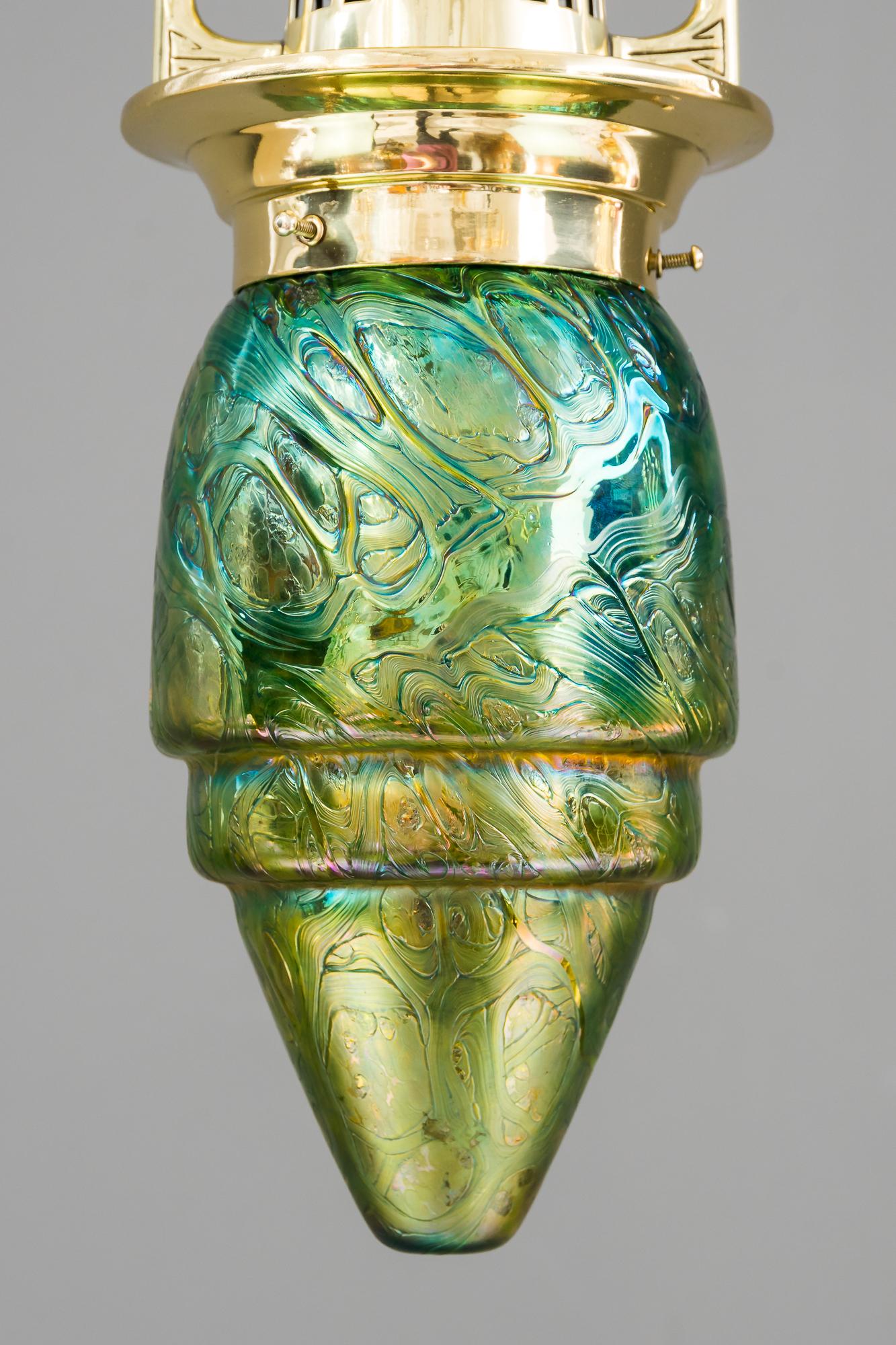 Brass Jugendstil Ceiling Lamp Vienna, circa 1908
