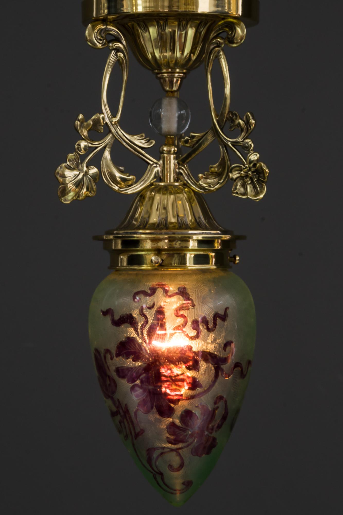 Jugendstil Ceiling Lamp with Beautiful Shade, circa 1903 5