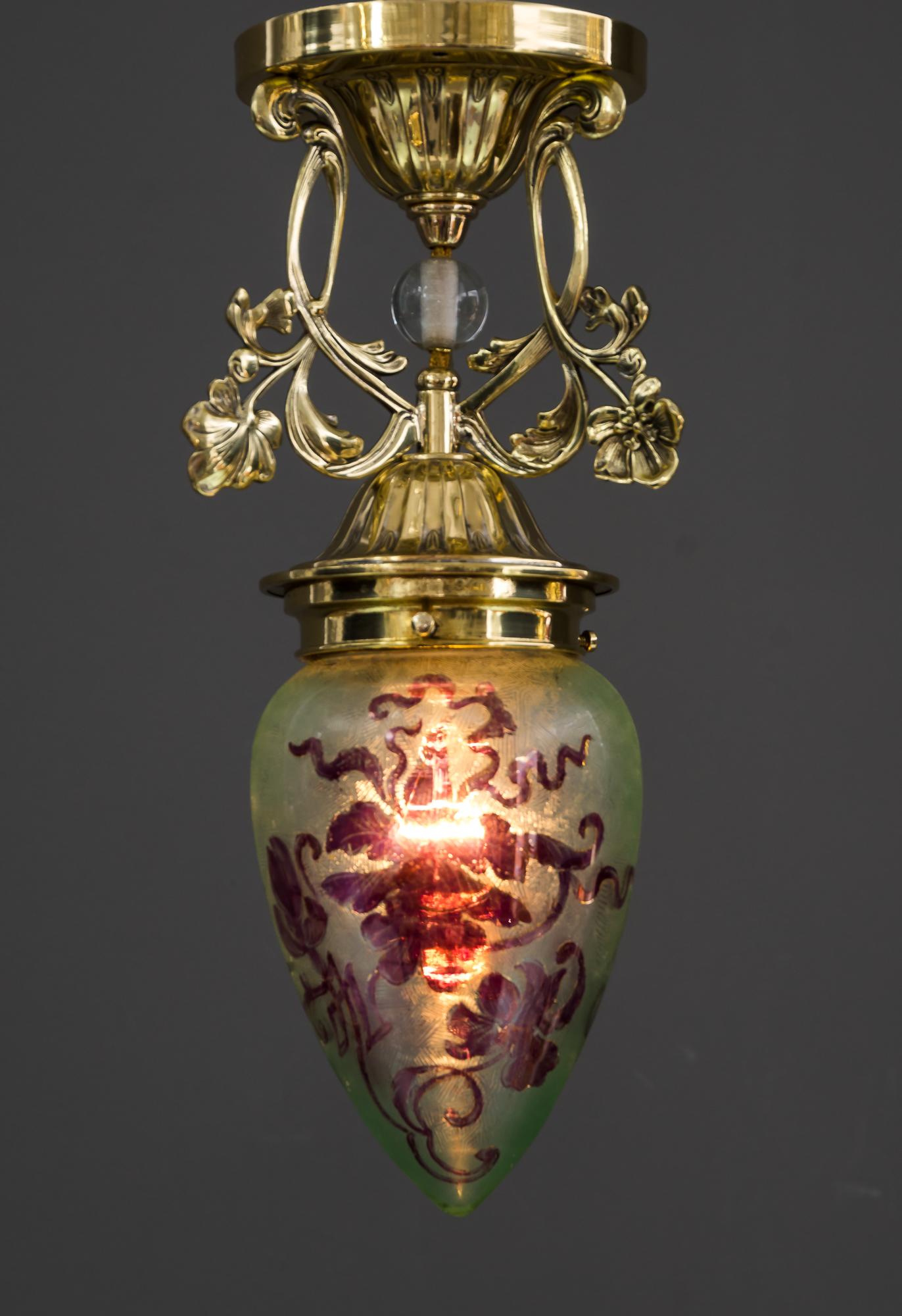 Jugendstil Ceiling Lamp with Beautiful Shade, circa 1903 1