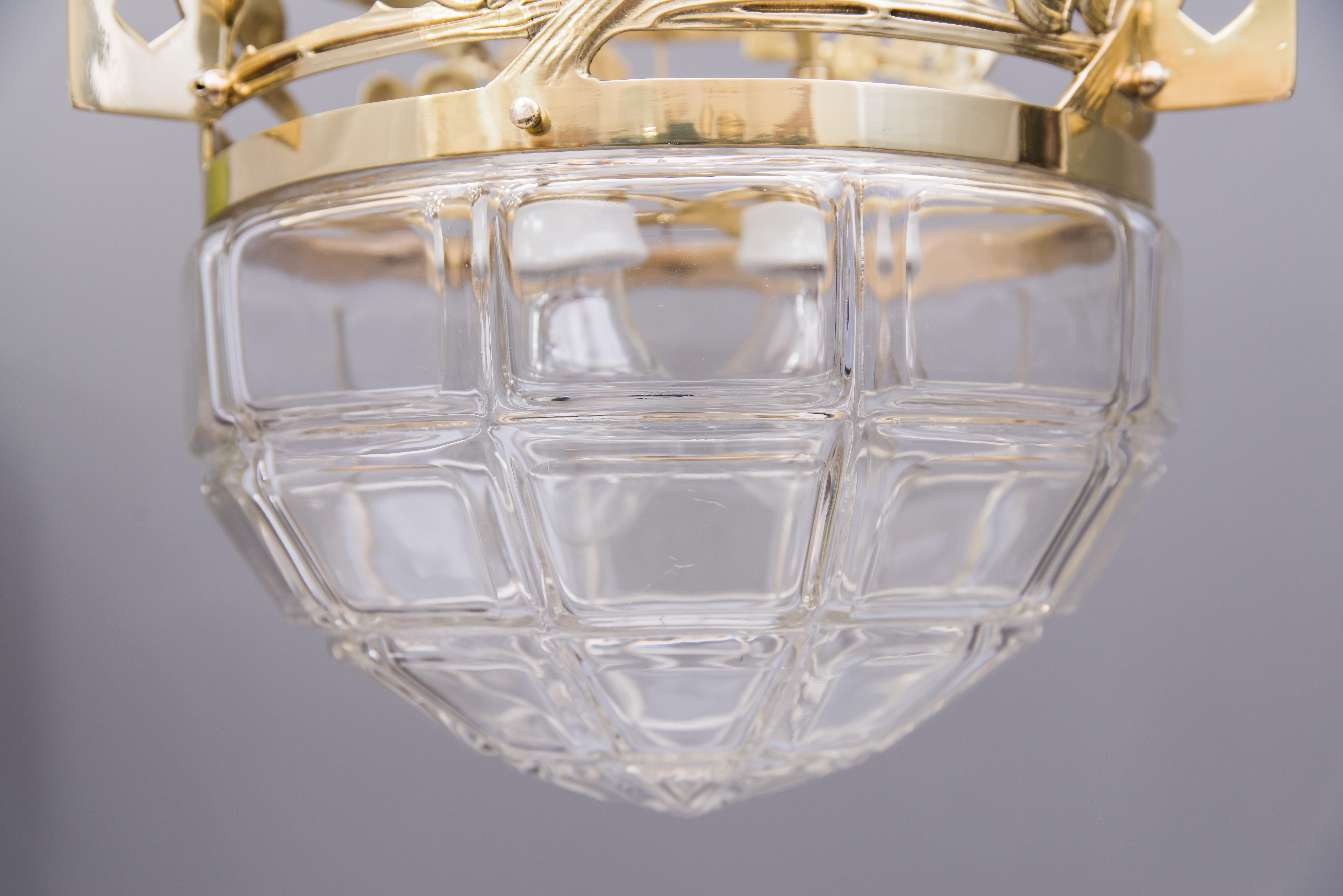 Jugendstil Ceiling Lamp with Cut Glass, circa 1908 In Excellent Condition In Wien, AT