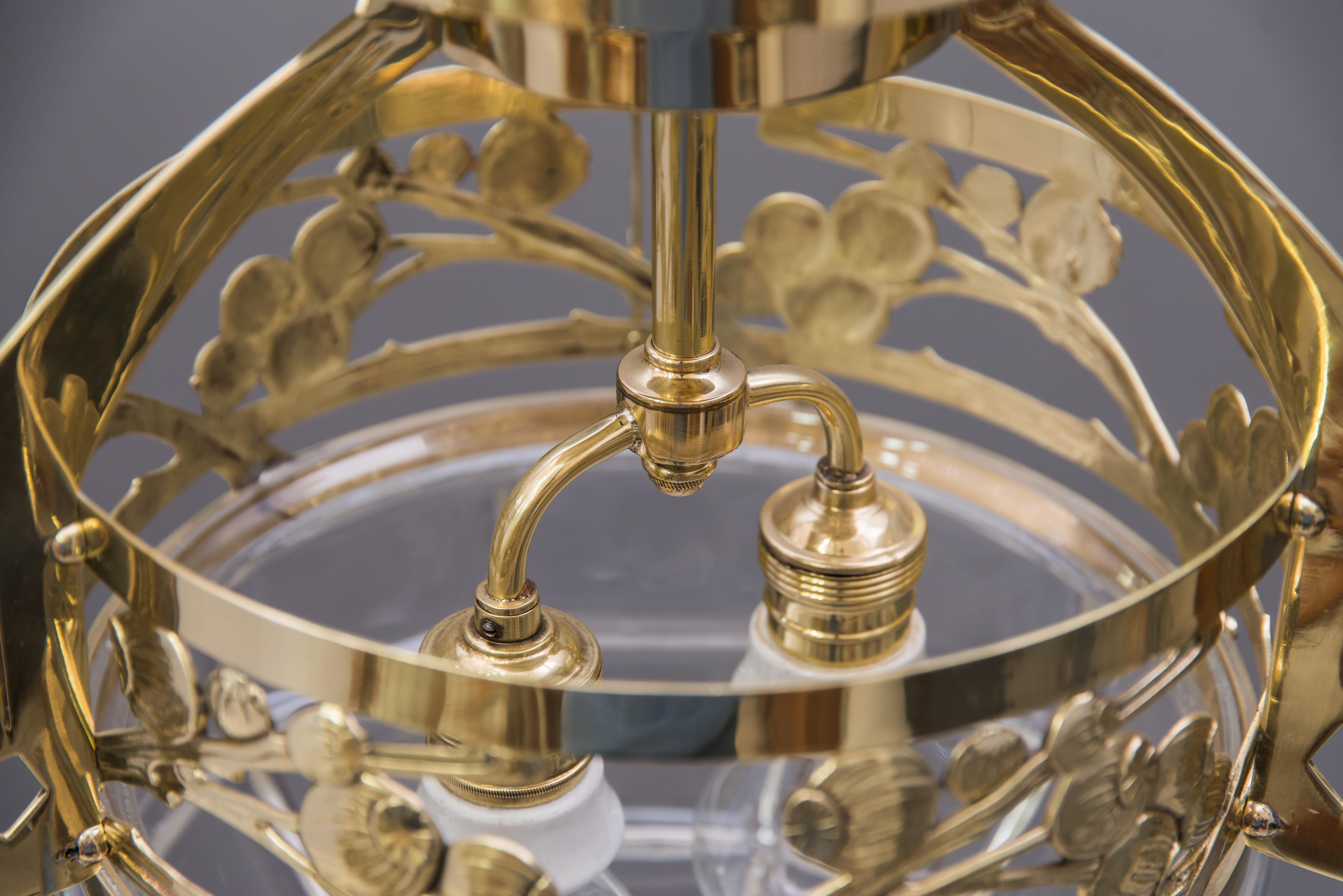 Jugendstil Ceiling Lamp with Cut Glass, circa 1908 2