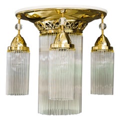 Antique Jugendstil Ceiling Lamp with Glass Sticks around 1910s