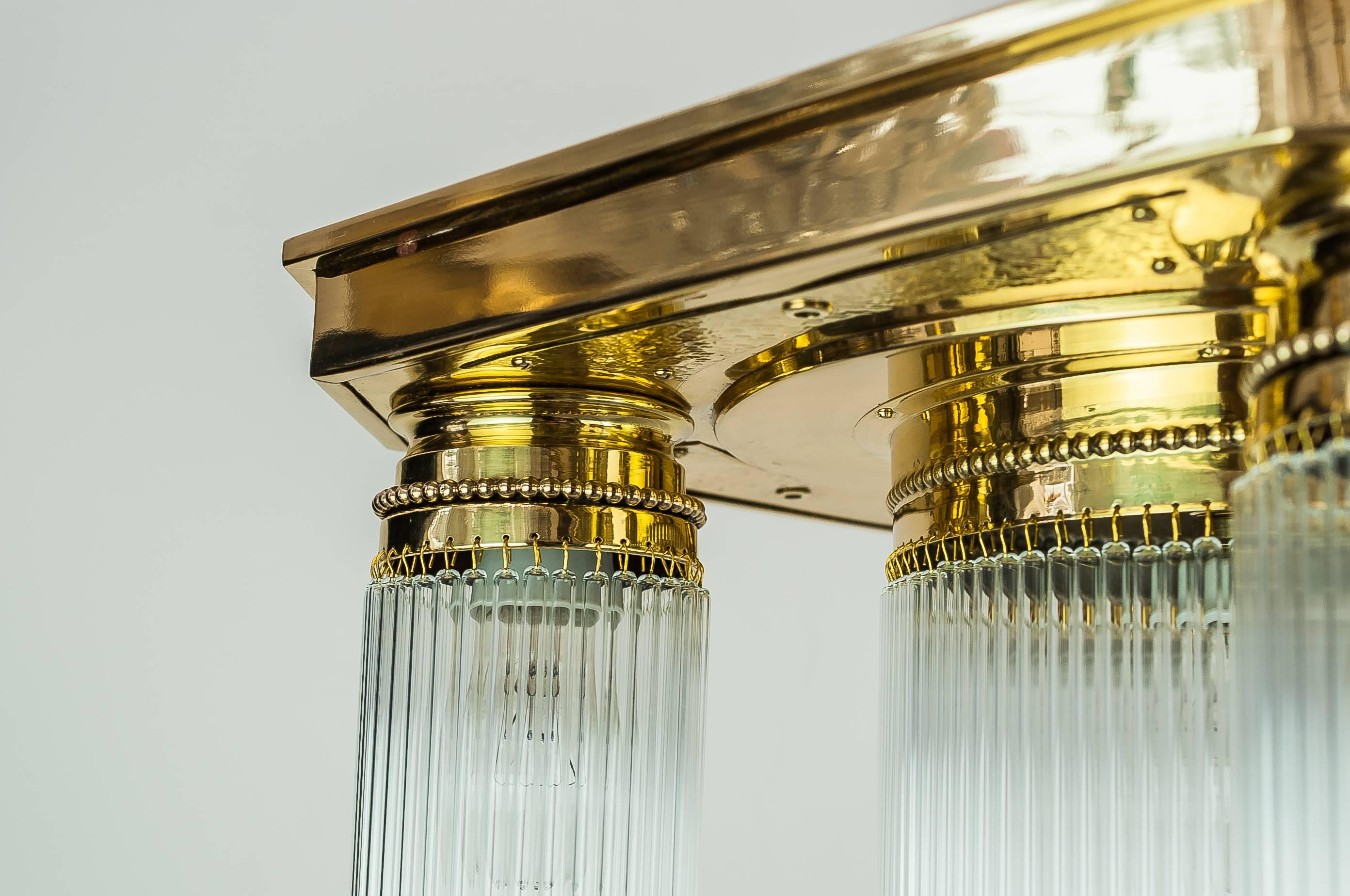 Lacquered Jugendstil Ceiling Lamp with Glass Sticks