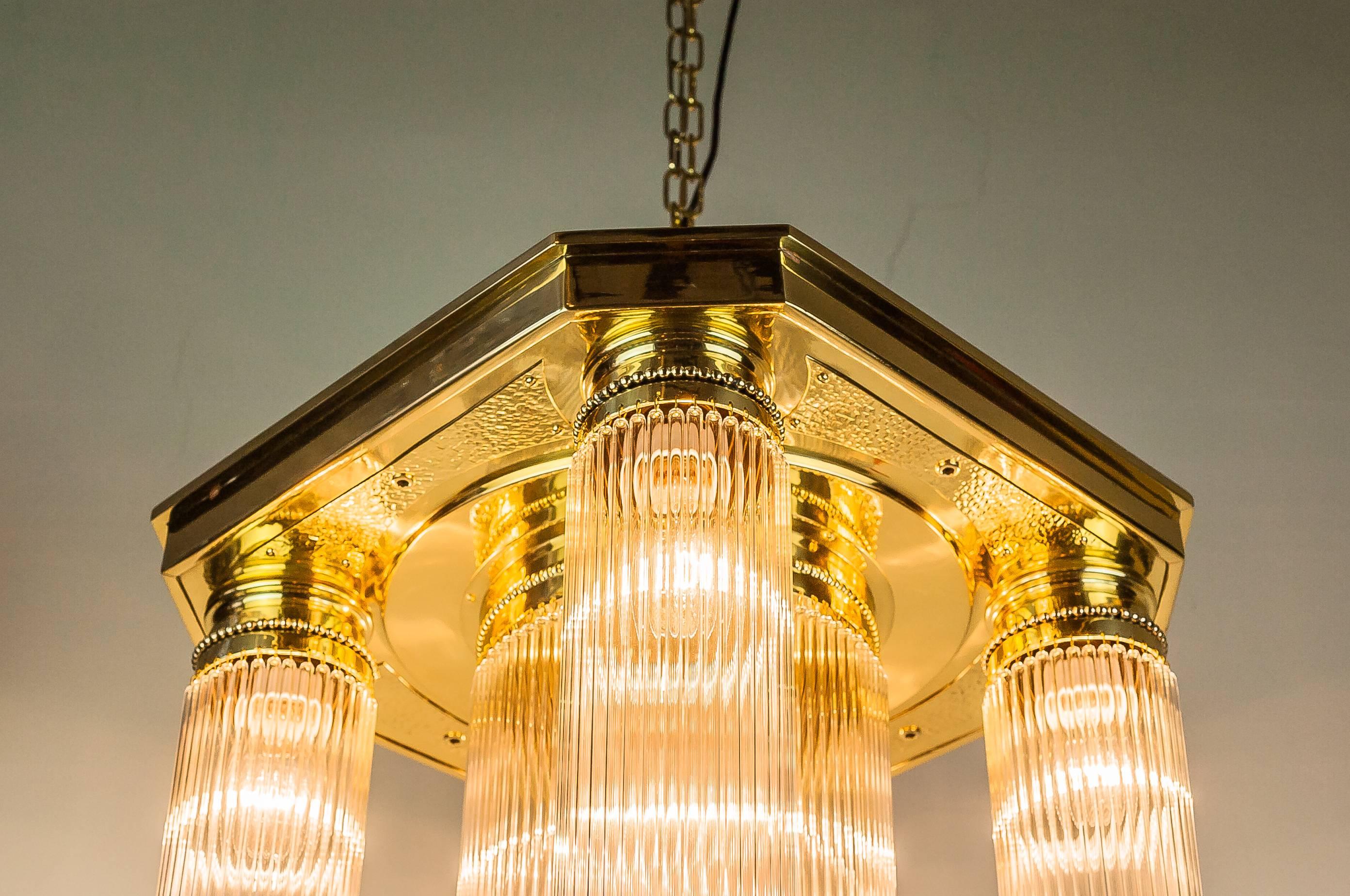 Jugendstil Ceiling Lamp with Glass Sticks In Excellent Condition In Wien, AT
