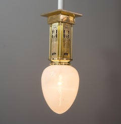 Jugendstil Ceiling Lamp with Opaline Glass Shade, circa 1910s