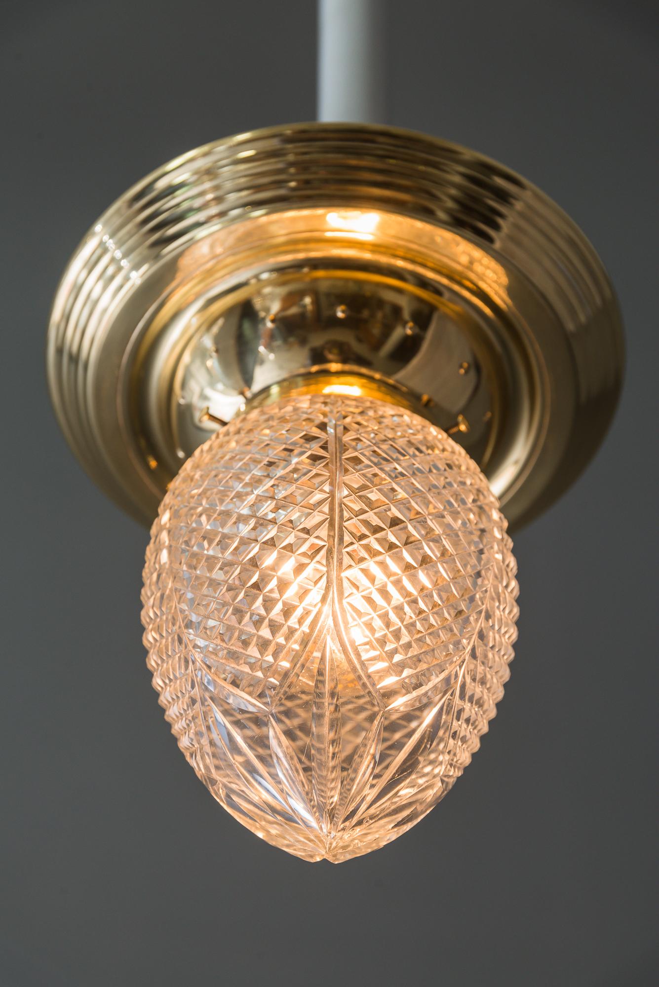 Jugendstil Ceiling Lamp with Original Cut Glass, circa 1908 3