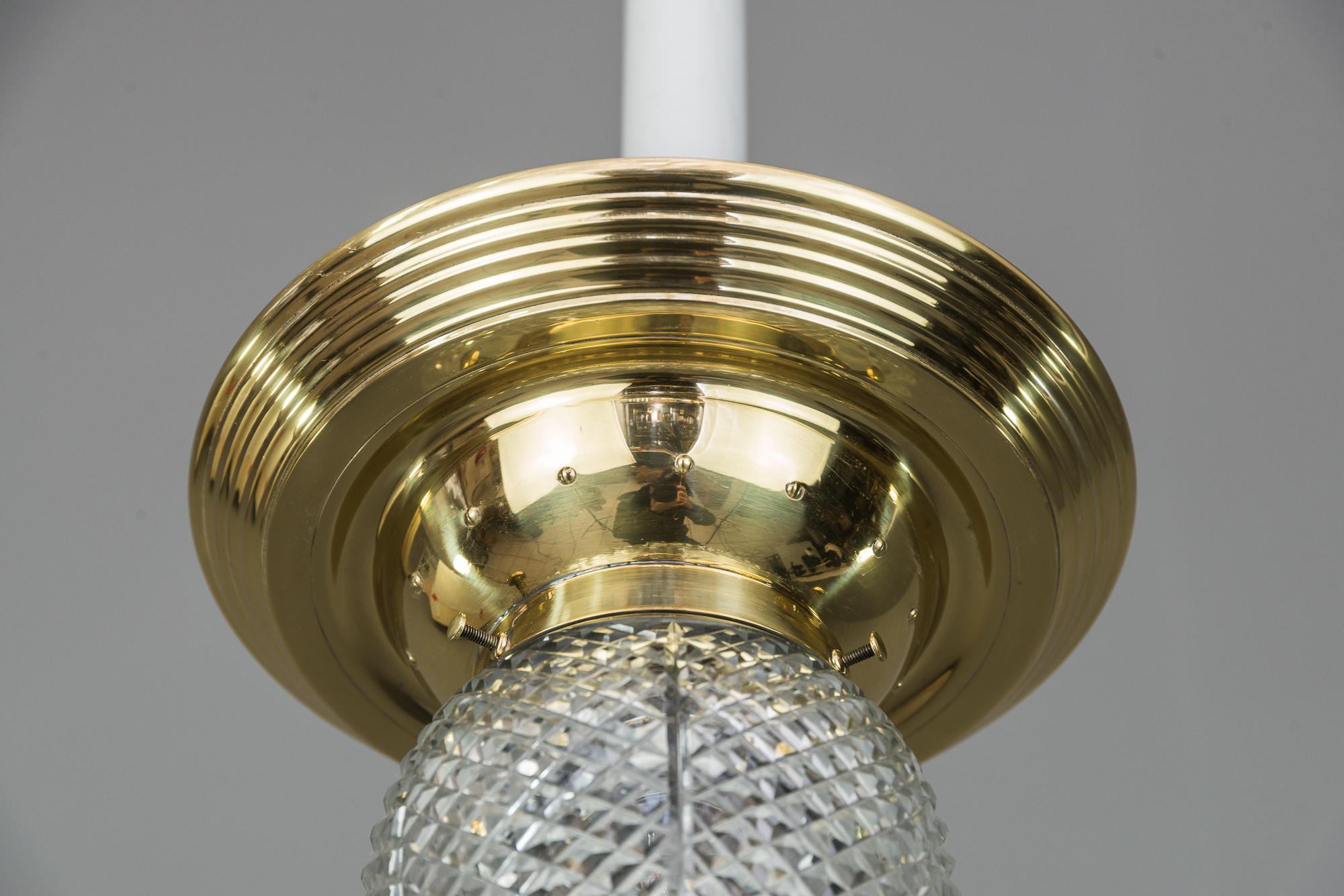 Lacquered Jugendstil Ceiling Lamp with Original Cut Glass, circa 1908