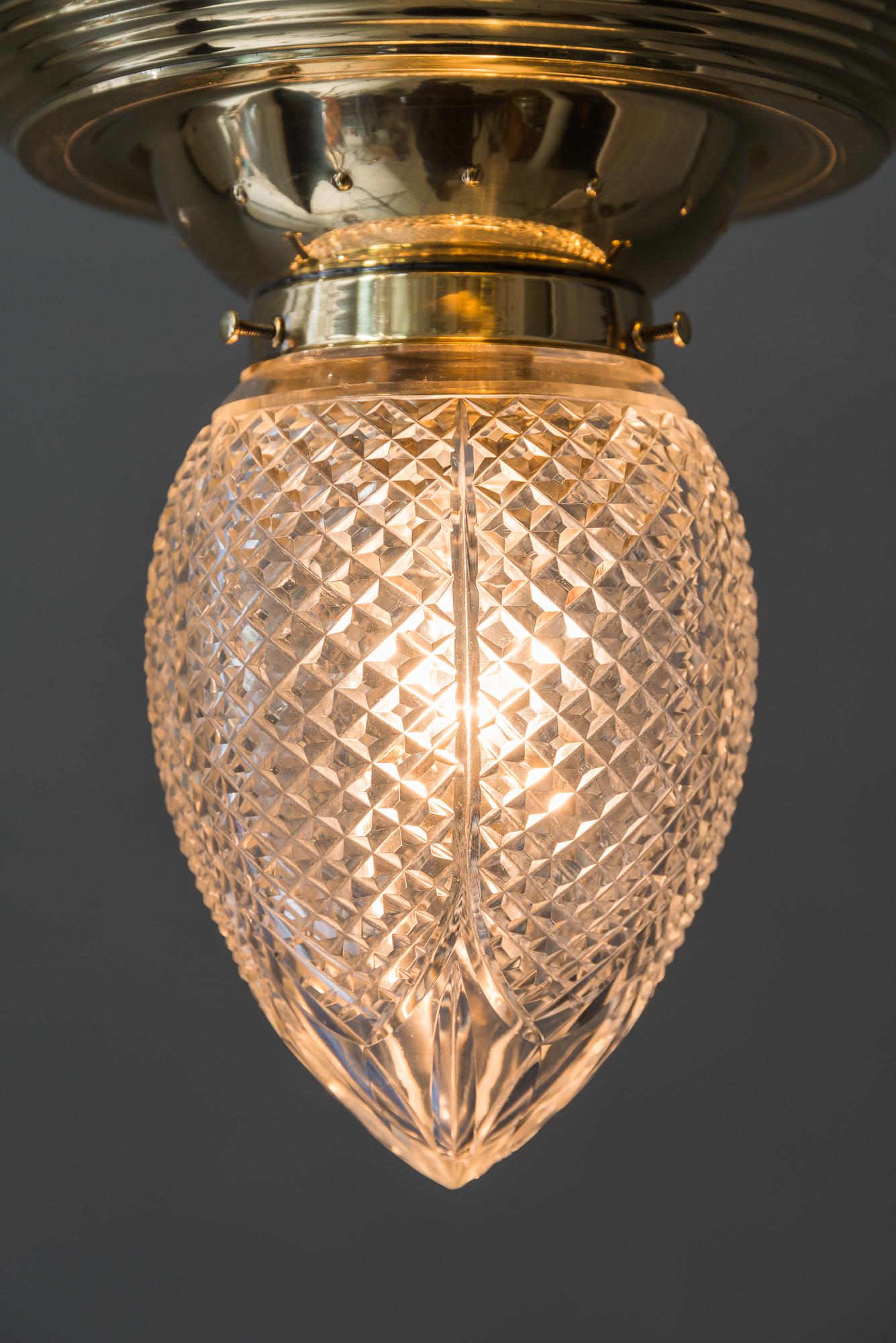 Jugendstil Ceiling Lamp with Original Cut Glass, circa 1908 1