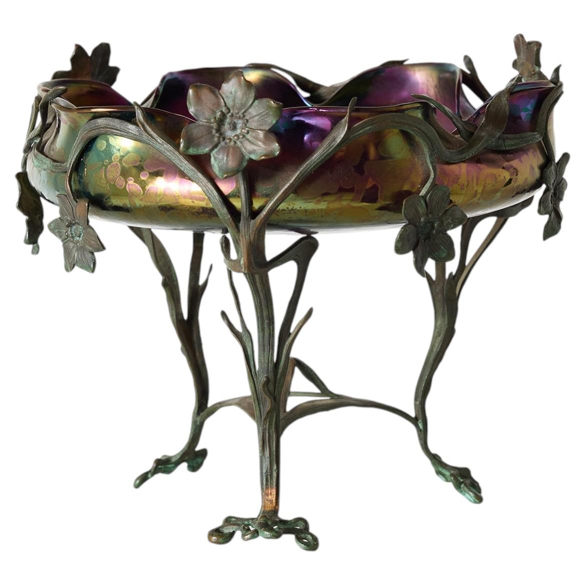 Jugendstil Centerpiece Bowl by Joh. Loetz Witwe, c. 1900