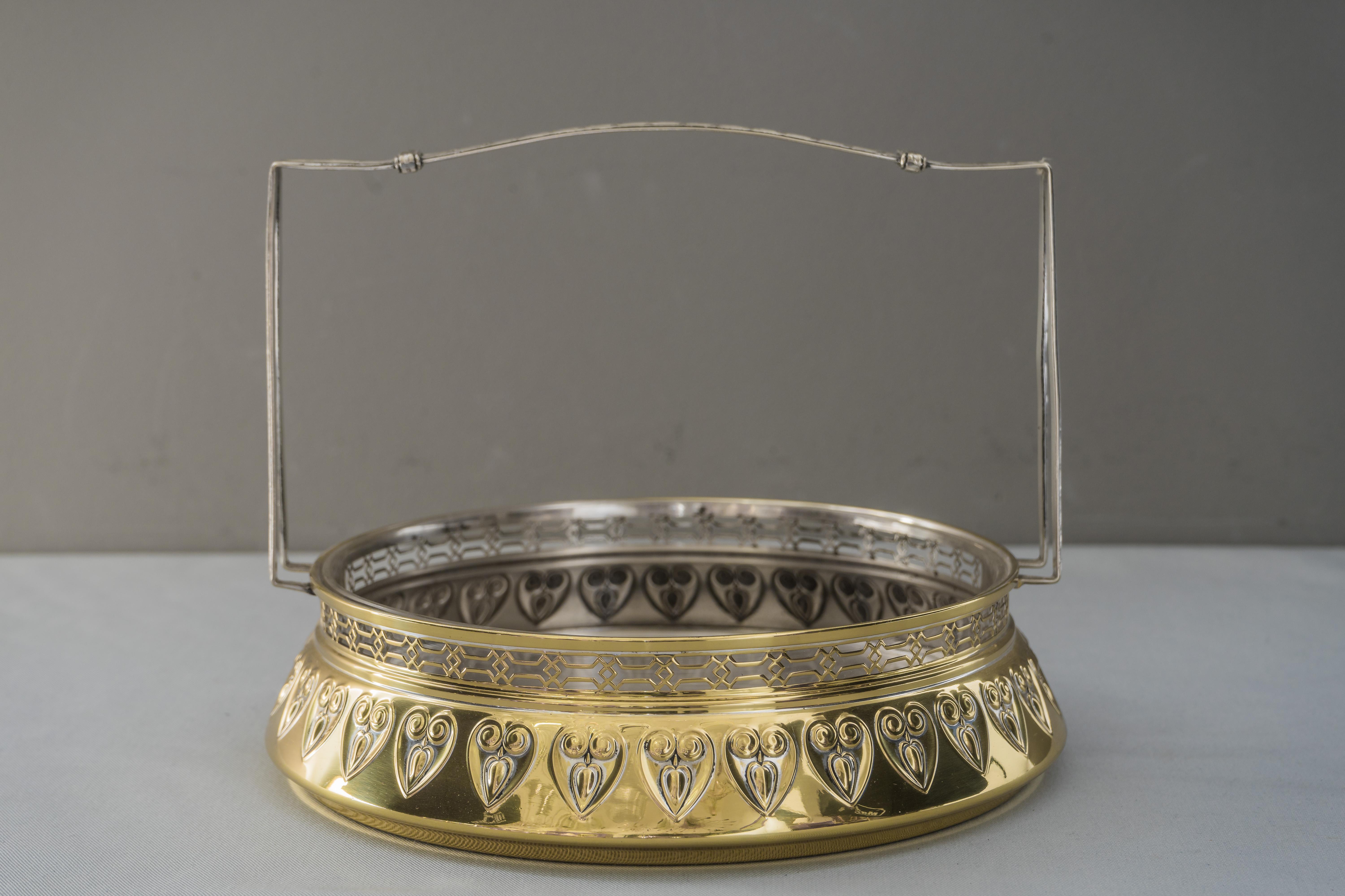 Autrichien Centre de table Jugendstil avec verre original:: vers 1908 en vente