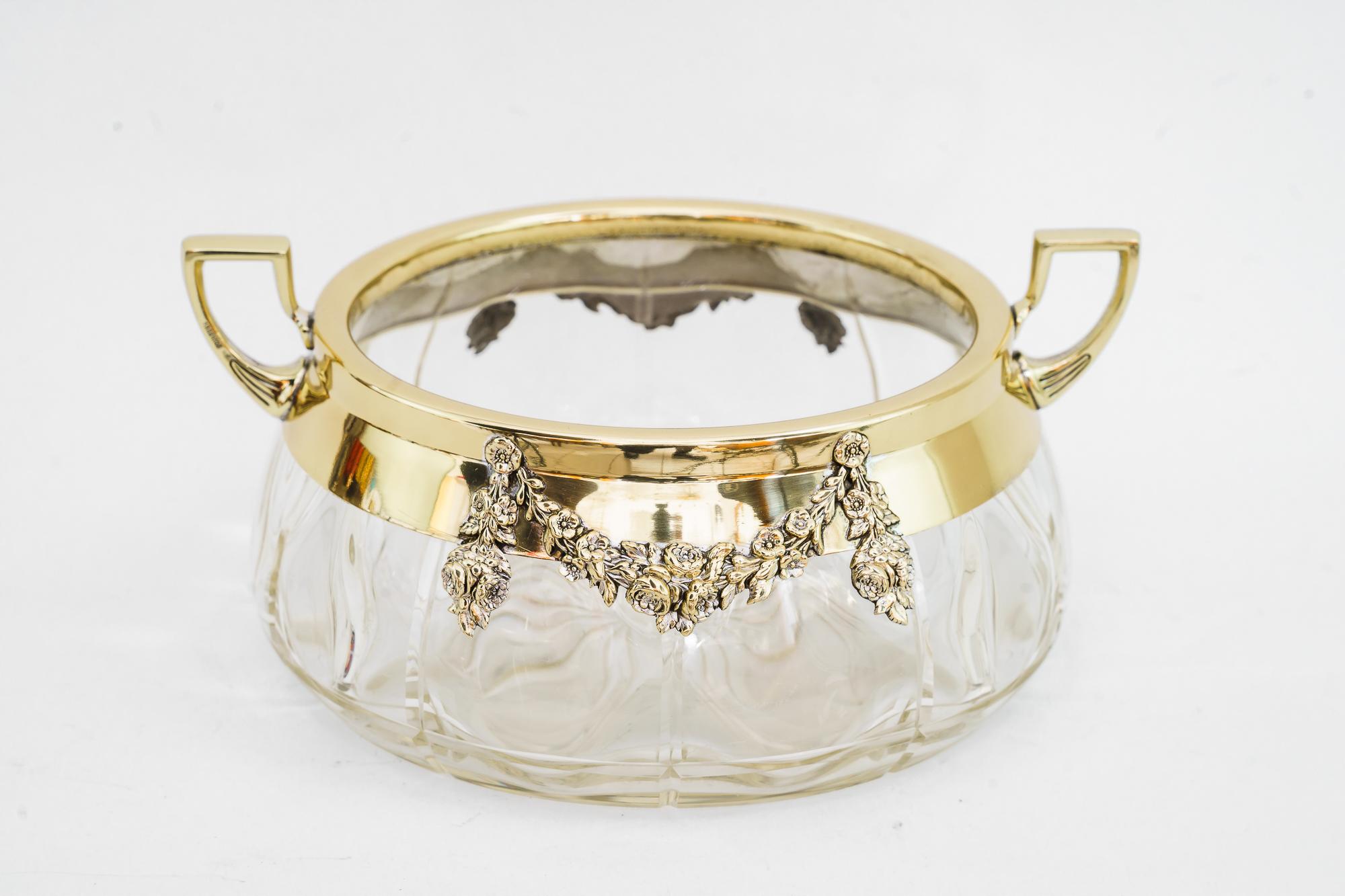 Austriaco Centrotavola Jugendstil con vetro originale Vienna 1908 circa di Argentor of Vienna in vendita