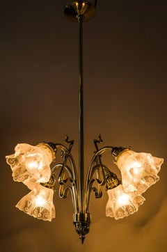Jugendstil Chandelier circa 1908s with Original Glass