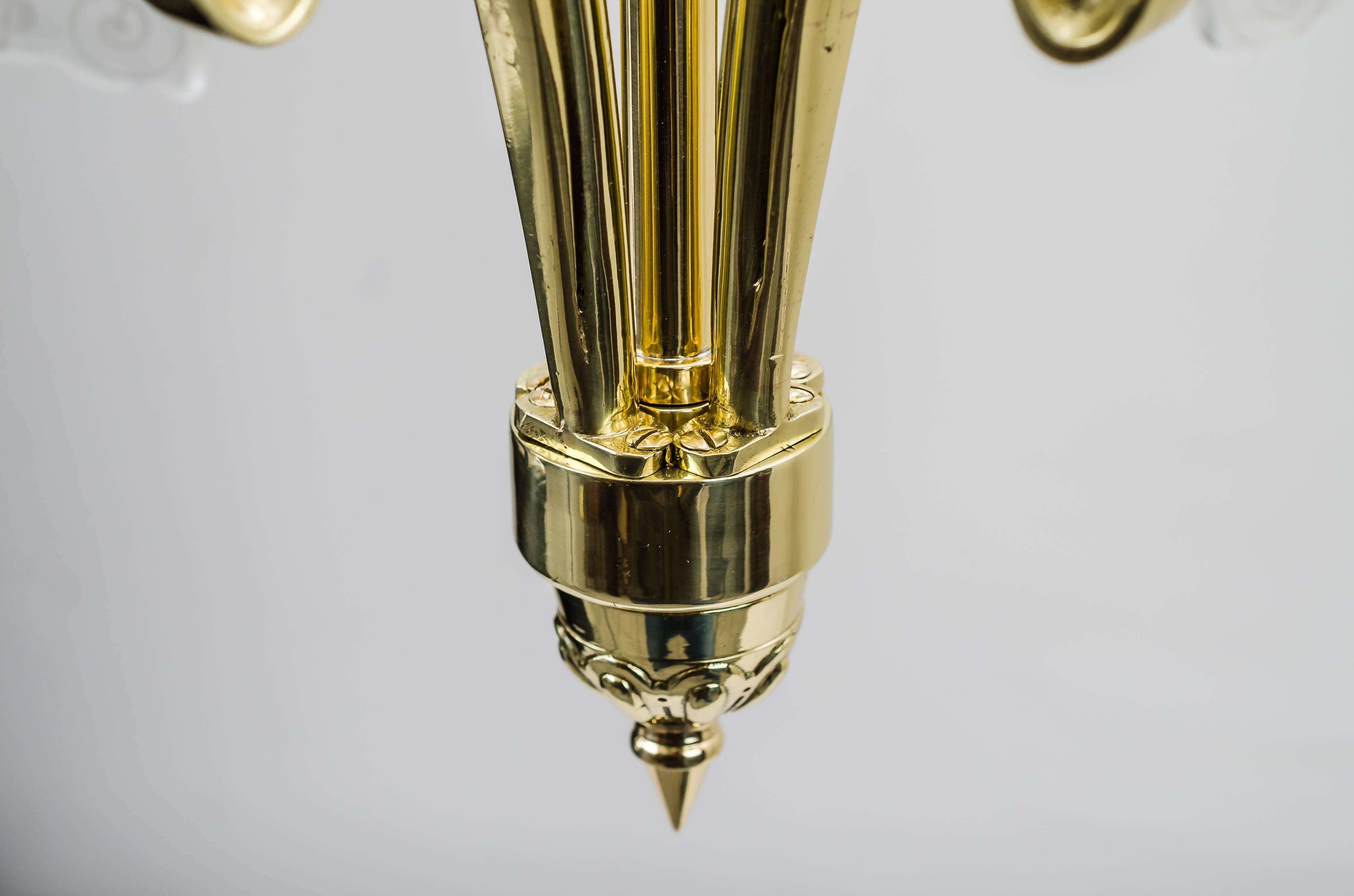 Lampadario Jugendstil del 1908 circa con vetro originale in vendita 2
