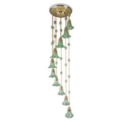 Jugendstil Chandelier Vienna circa 1910s with Original Palme König Glass Shade