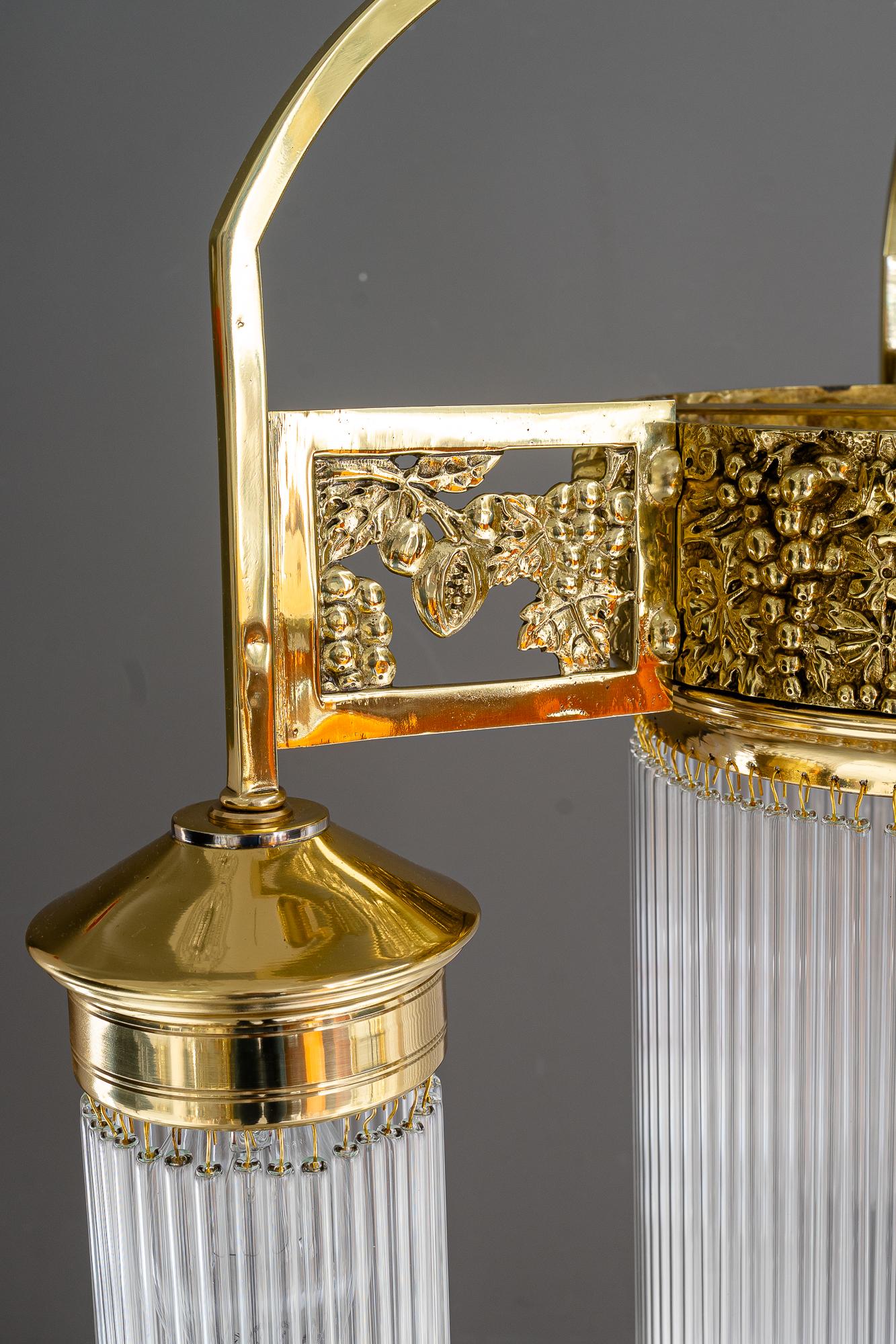 Lampadario Jugendstil con bacchette di vetro vienna 1908 circa in vendita 3
