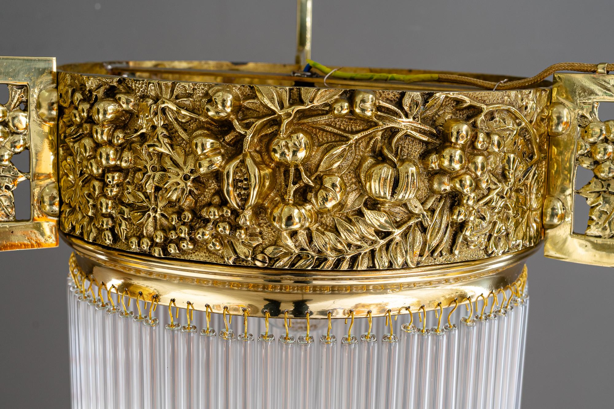 Lampadario Jugendstil con bacchette di vetro vienna 1908 circa in vendita 4