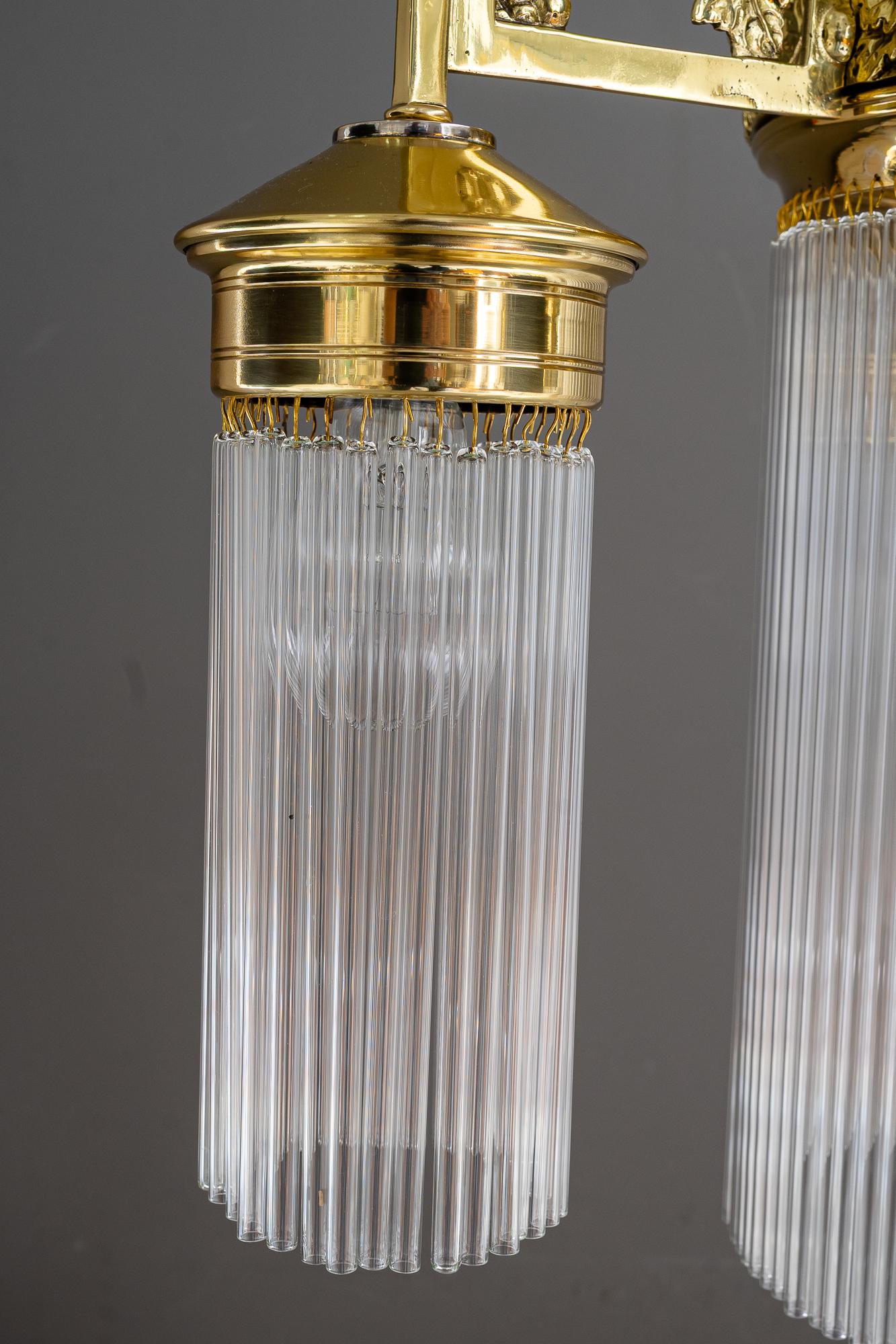 Lampadario Jugendstil con bacchette di vetro vienna 1908 circa in vendita 8