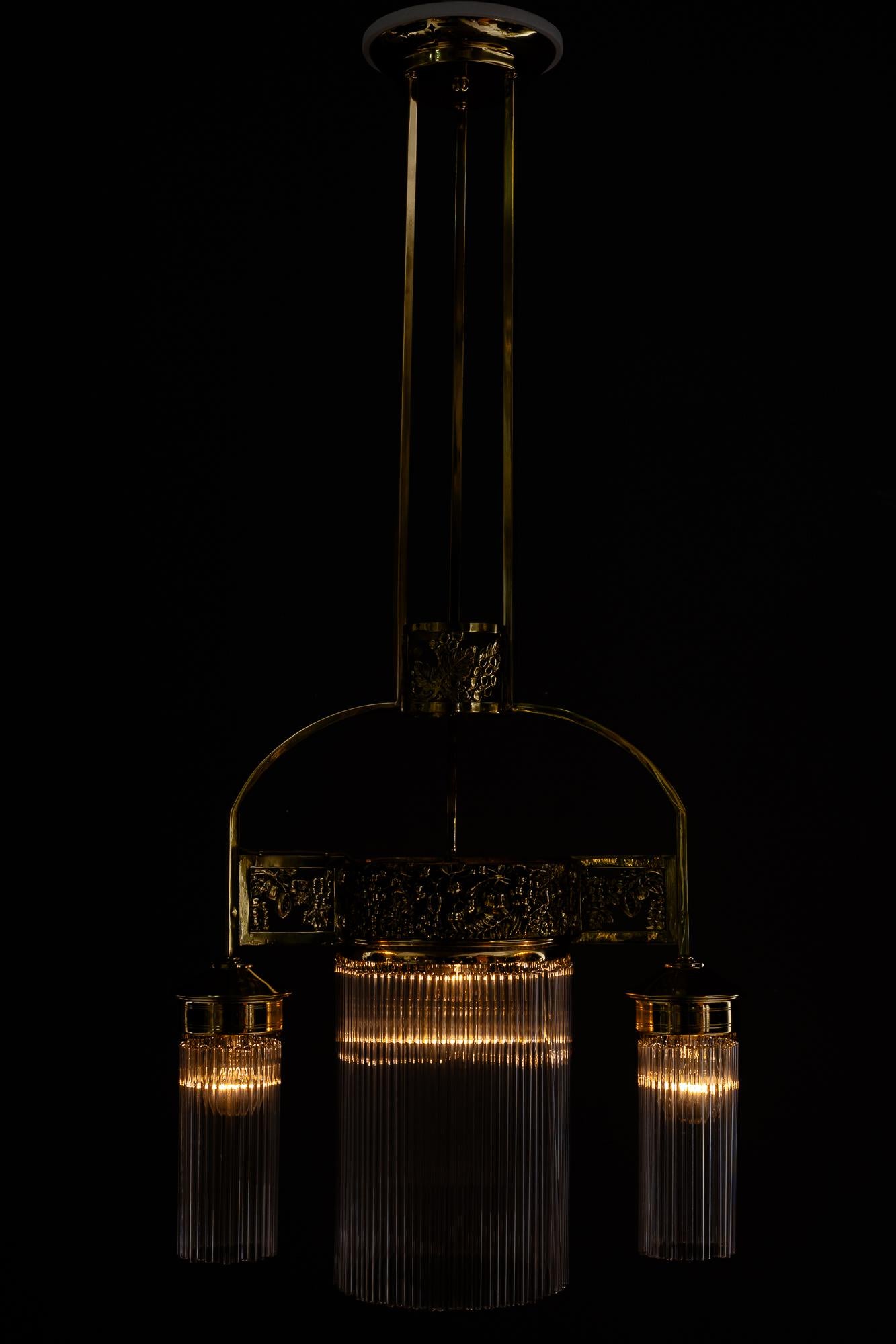 Lampadario Jugendstil con bacchette di vetro vienna 1908 circa in vendita 12