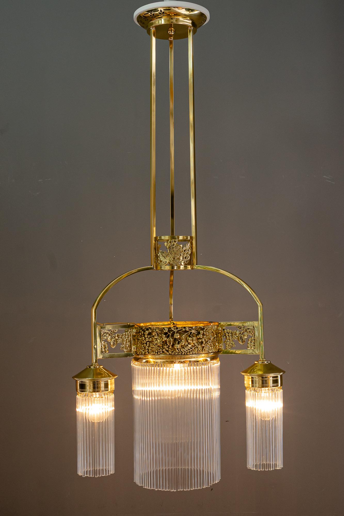 Lampadario Jugendstil con bacchette di vetro vienna 1908 circa in vendita 13